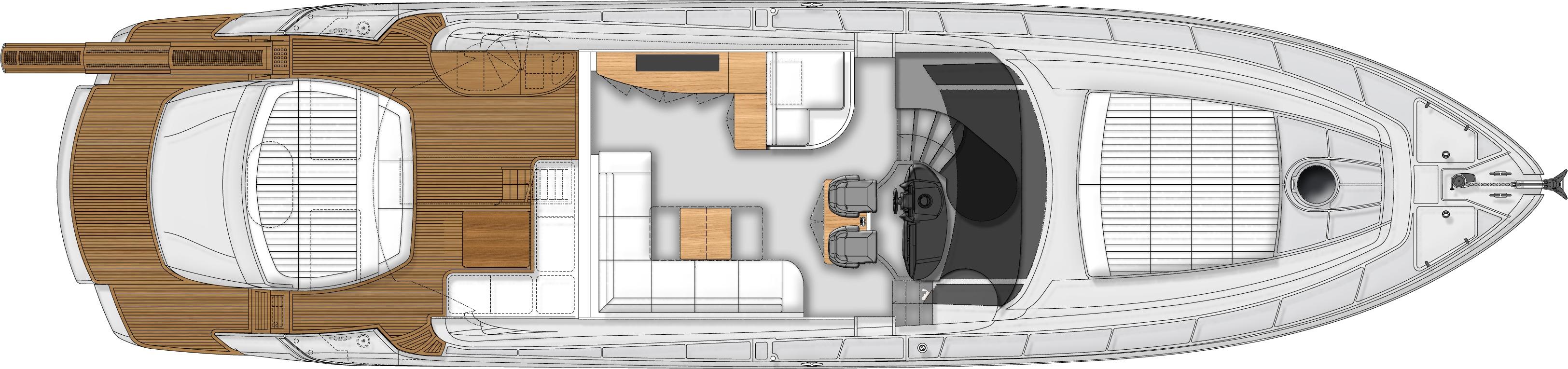 Manufacturer Provided Image: Pershing 74 Upper Deck Layout Plan