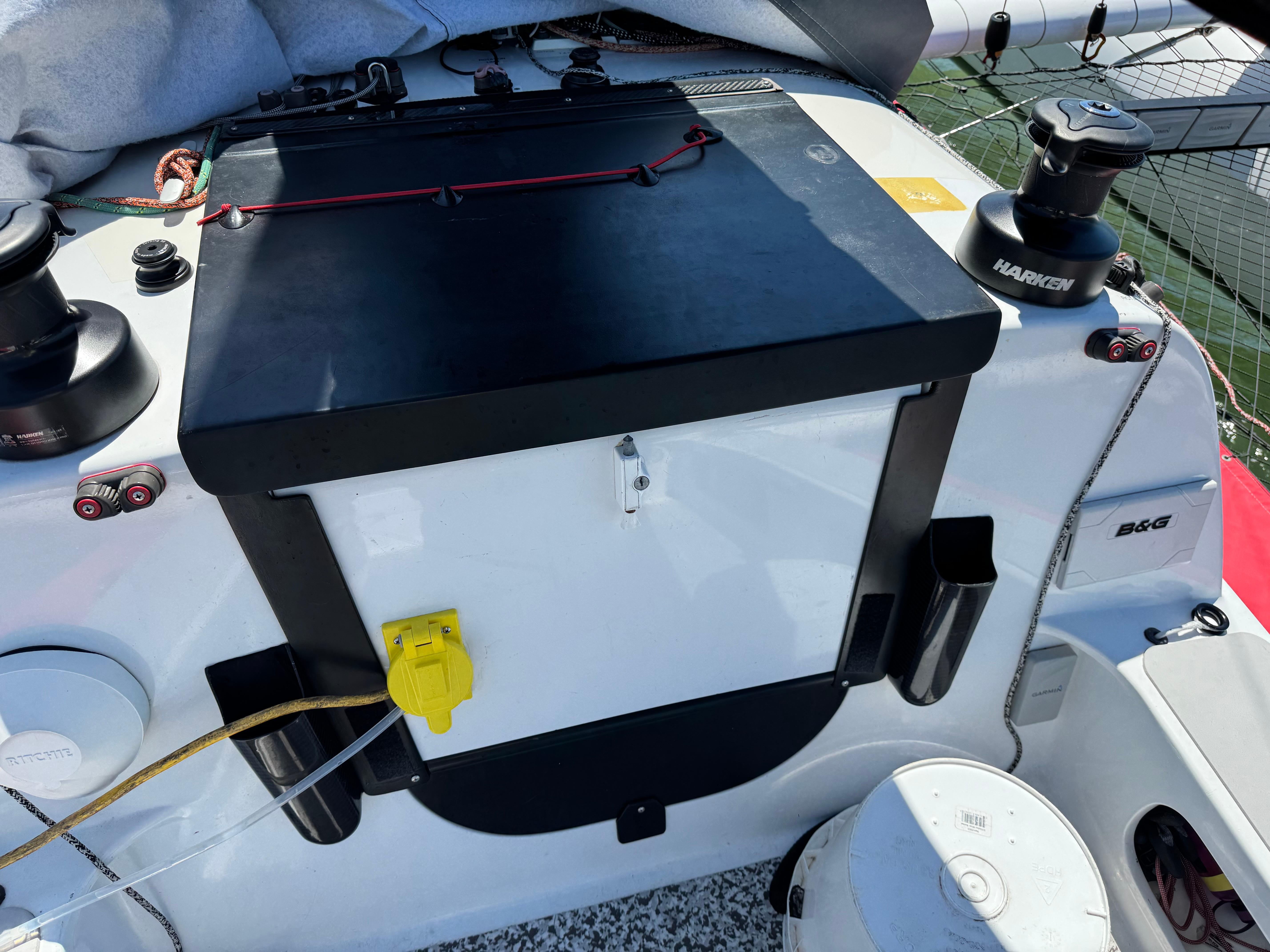 2015 Marstrom Seacart 30 sailboat deck with winches and equipment.