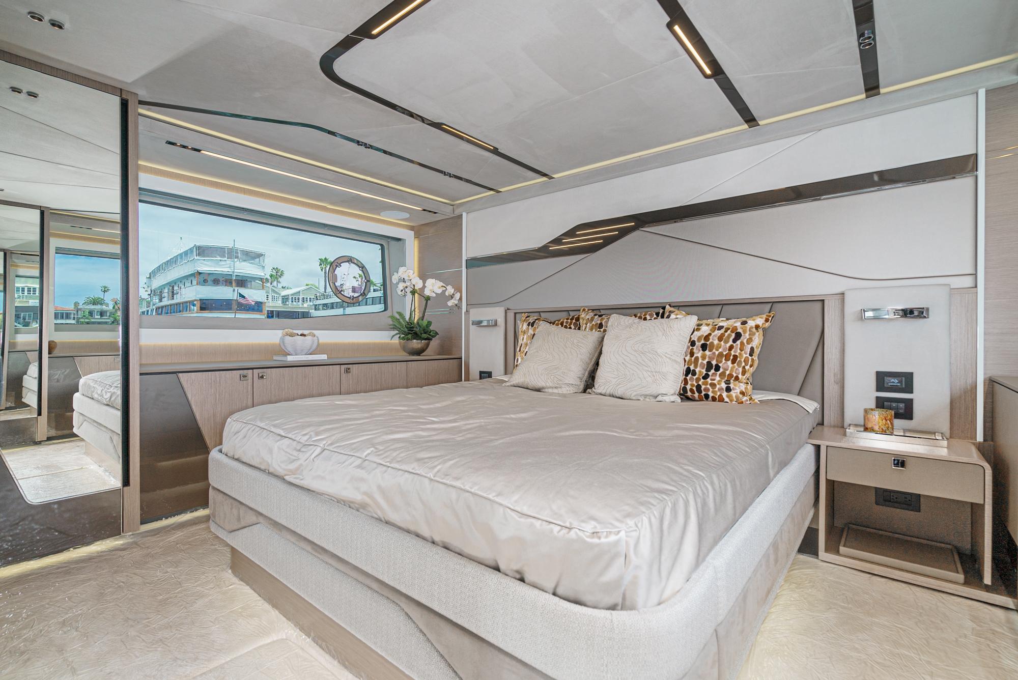 bedgoals have been met on this Beneteau GT46! This room looks so sleek,  cool, chic and contemporary. We loved this project! . . . #ya…