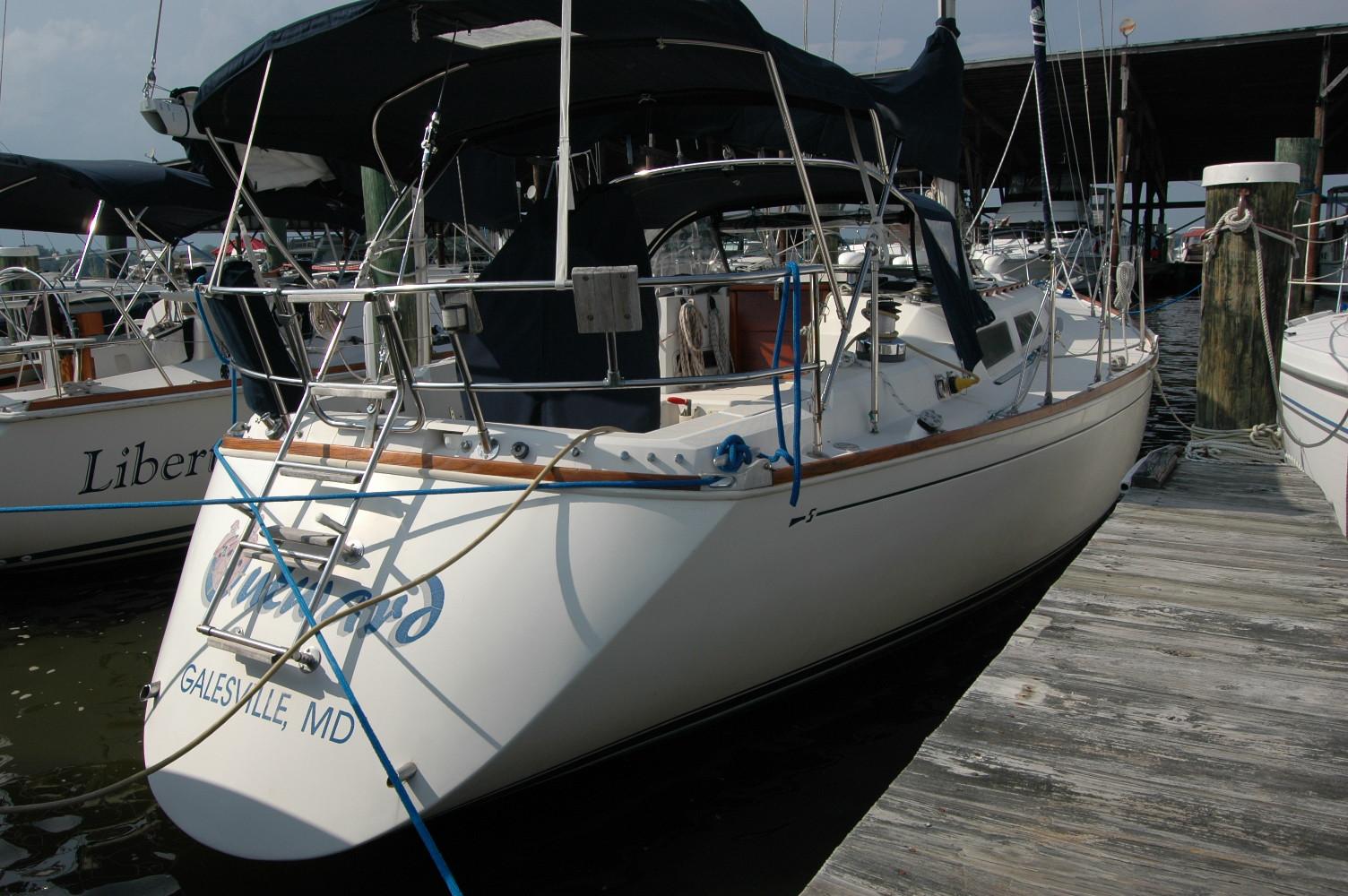 1988 Sabre 38 MkII sailboat docked in Galesville, MD marina.