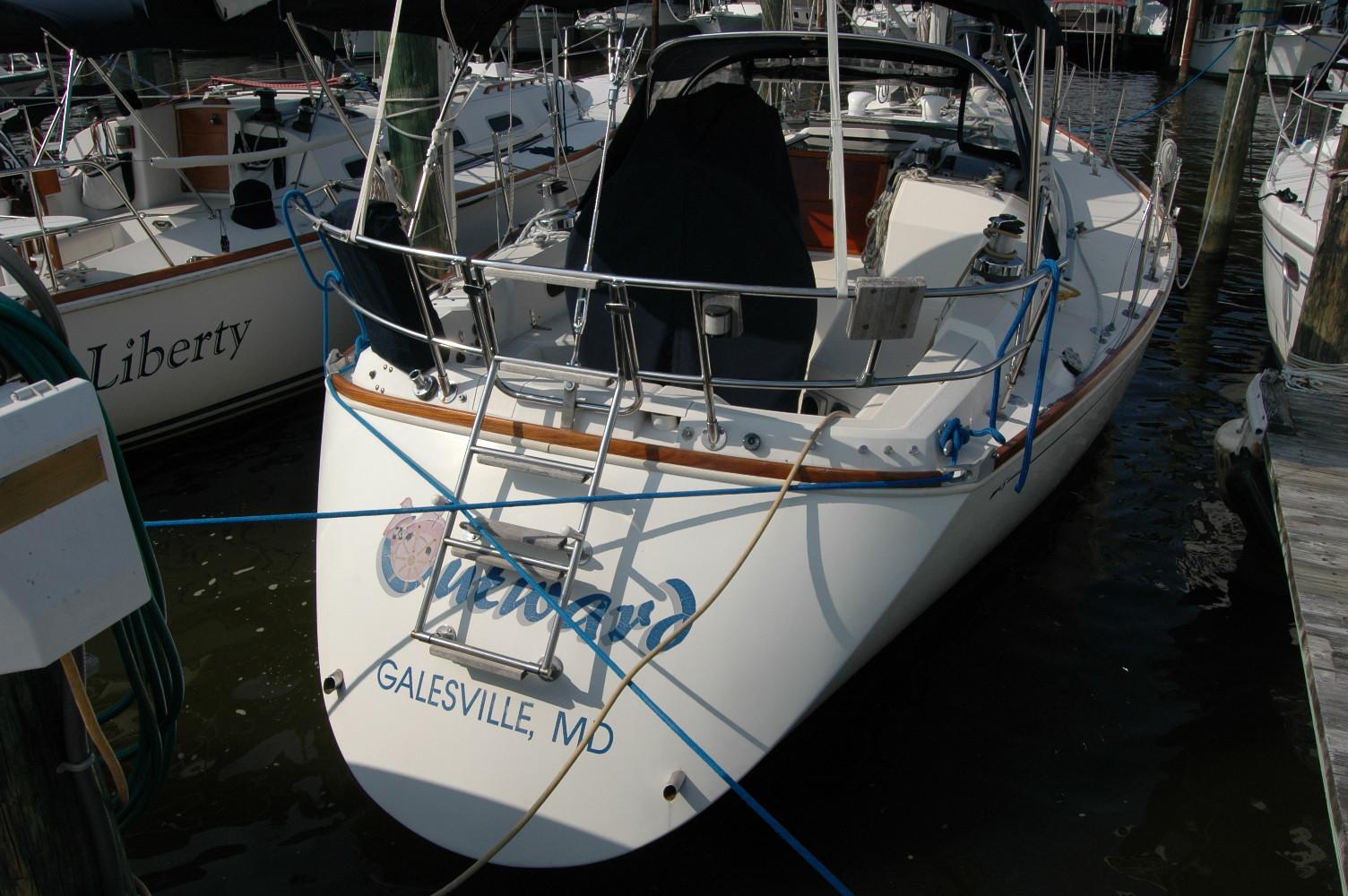 1988 Sabre 38 MkII sailboat docked in Galesville, MD marina.