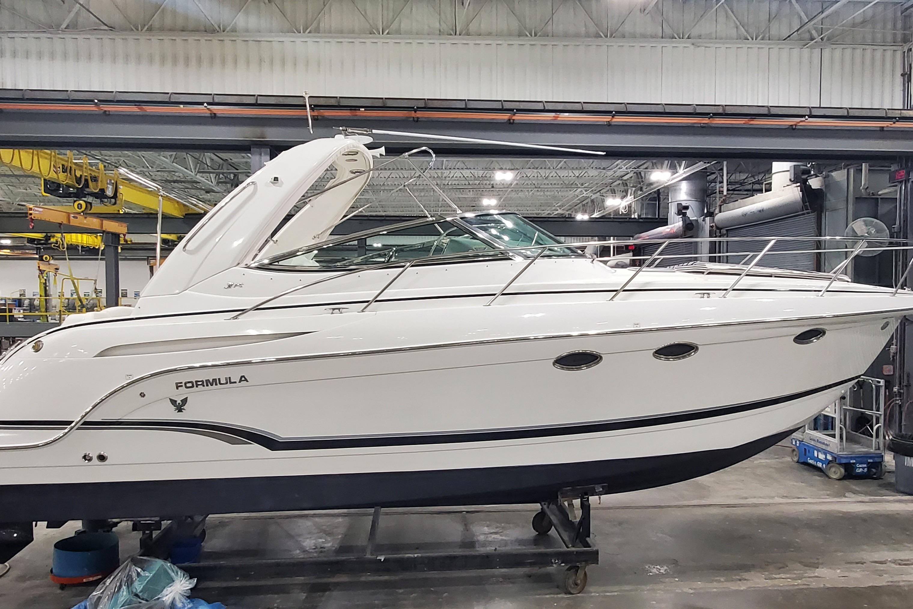 2010 Formula 31 Performance Cruiser in a workshop setting.