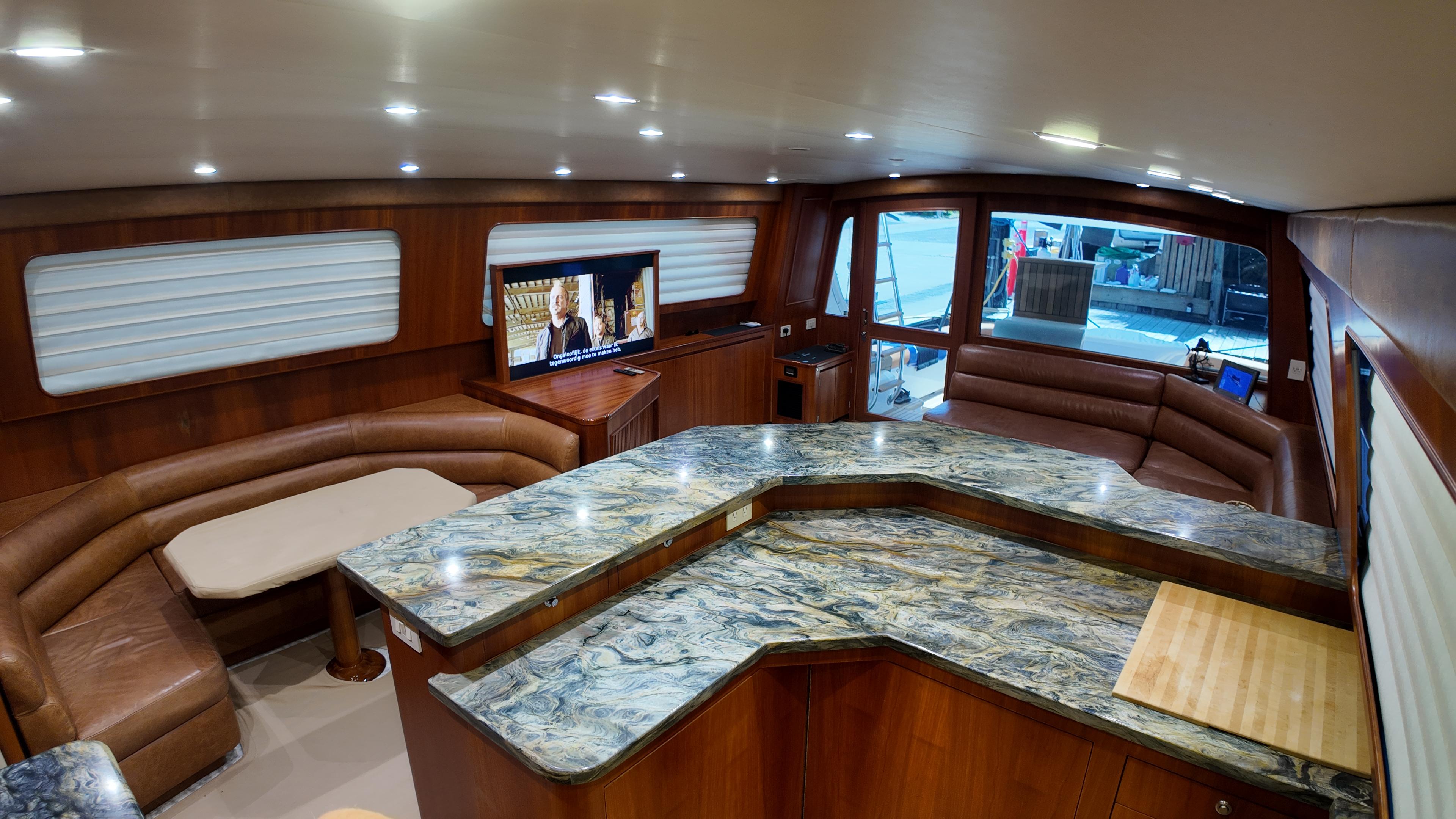 Jim Smith-65 Convertible 2000-PIER PRESSURE SC-US-Luxurious interior of a 2000 Jim Smith 65 Convertible yacht with elegant wood finishes.-9833594 | Thumbnail