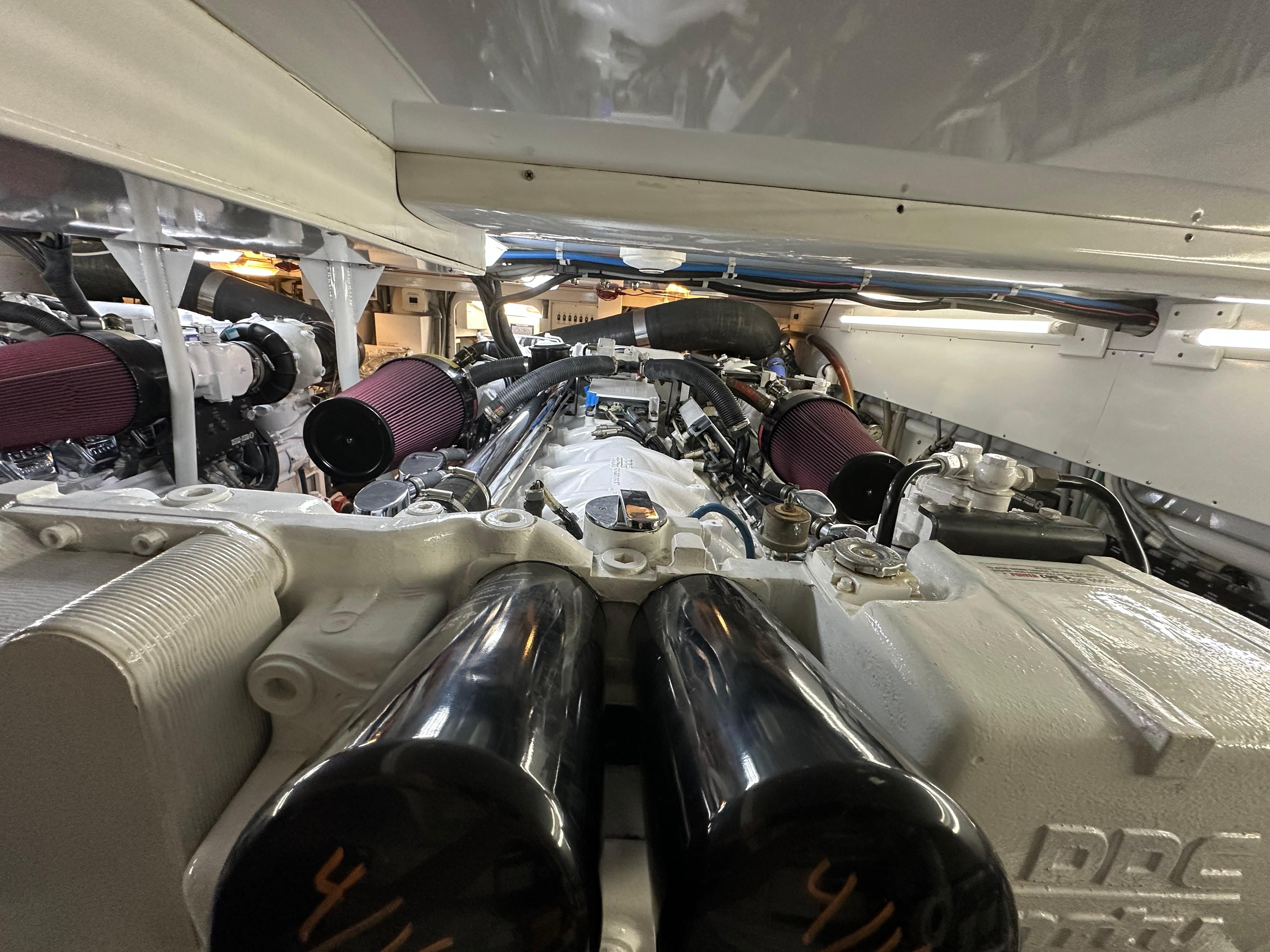 Jim Smith-65 Convertible 2000-PIER PRESSURE SC-US-Engine room of a 2000 Jim Smith 65 Convertible yacht, showcasing powerful machinery.-9833594 | Thumbnail