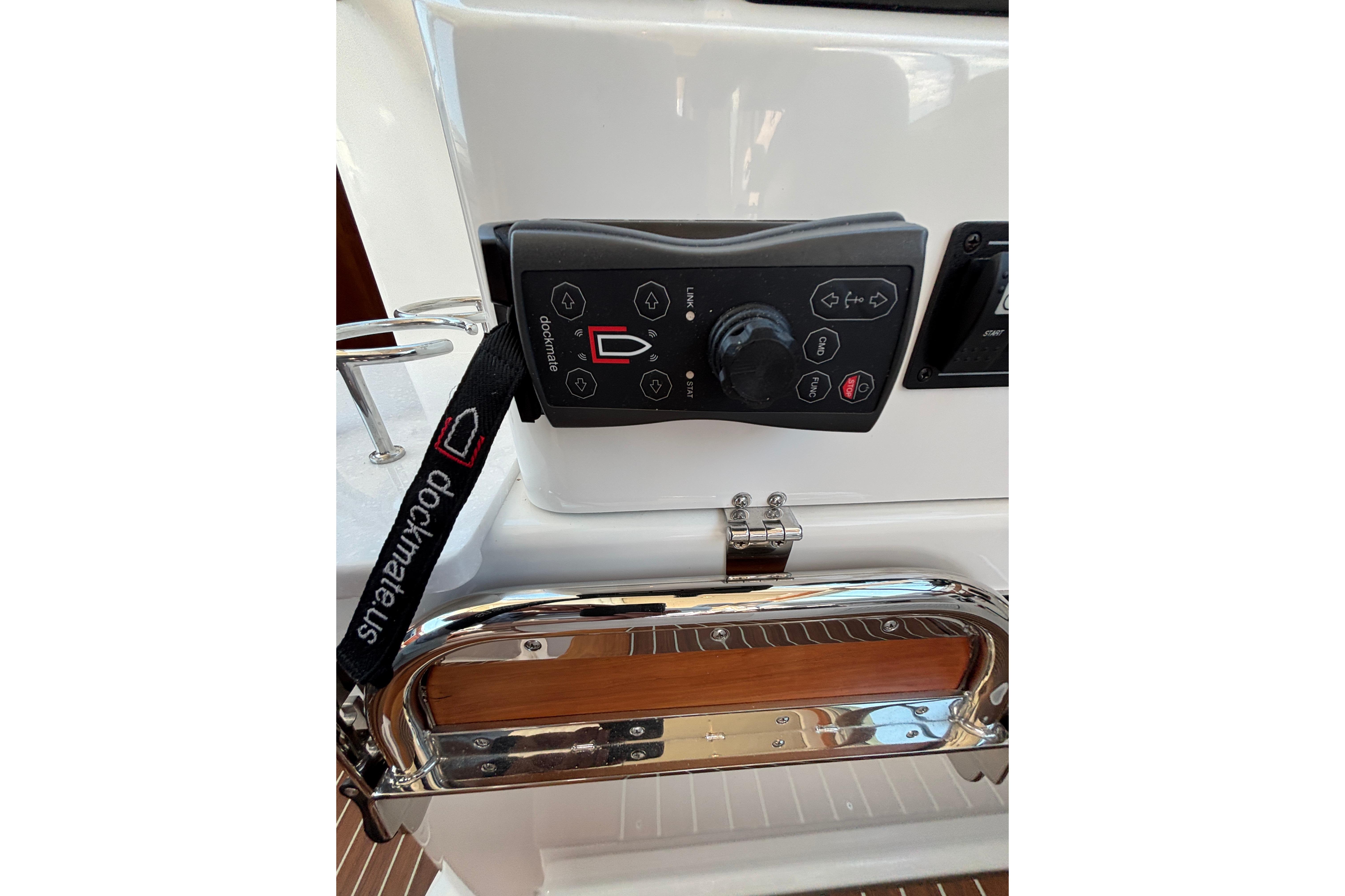 Control panel of a 2020 Back Cove 37 boat with Dockmate system.
