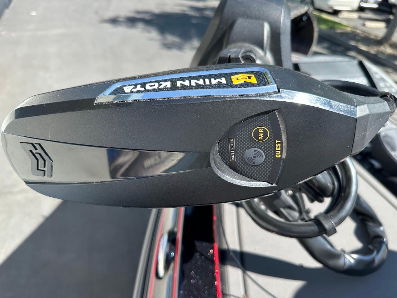 Minn Kota motor on 2024 Caymas XS 20 boat, featuring advanced pairing technology.
