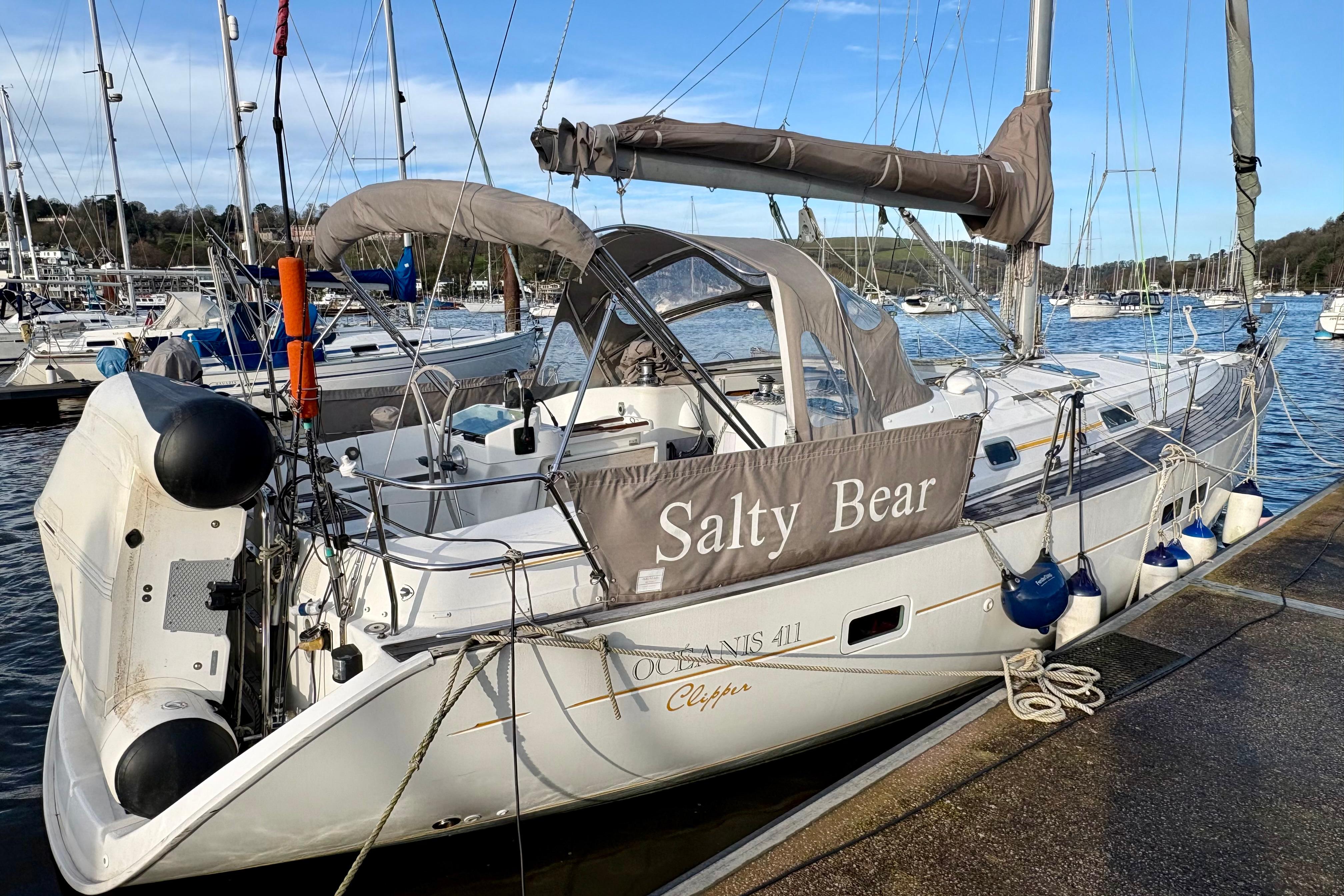 1999 Beneteau Oceanis Clipper 411 sailboat docked, named 