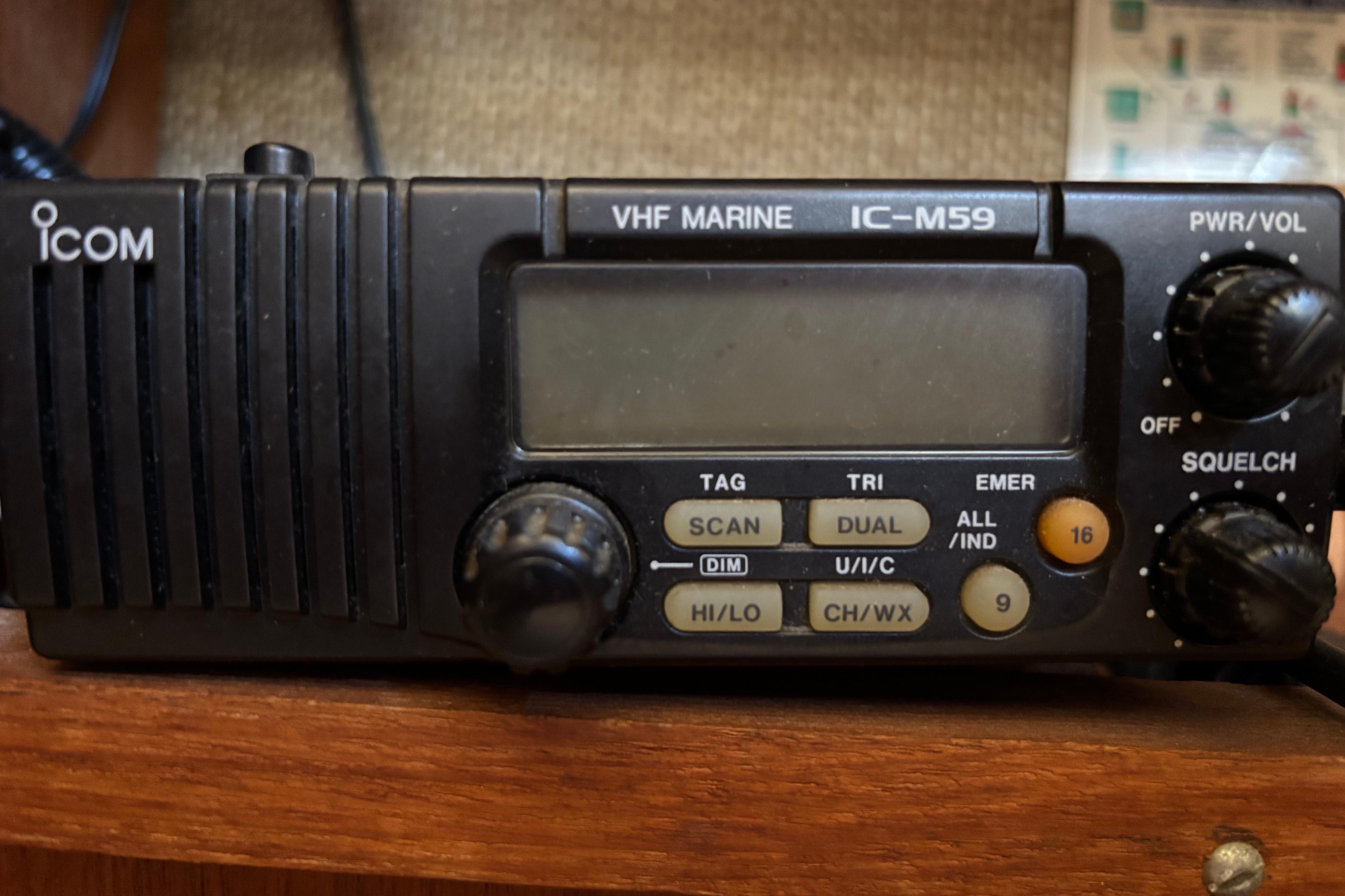 Icom VHF Marine IC-M59 radio on 1981 O'Day 34 sailboat.