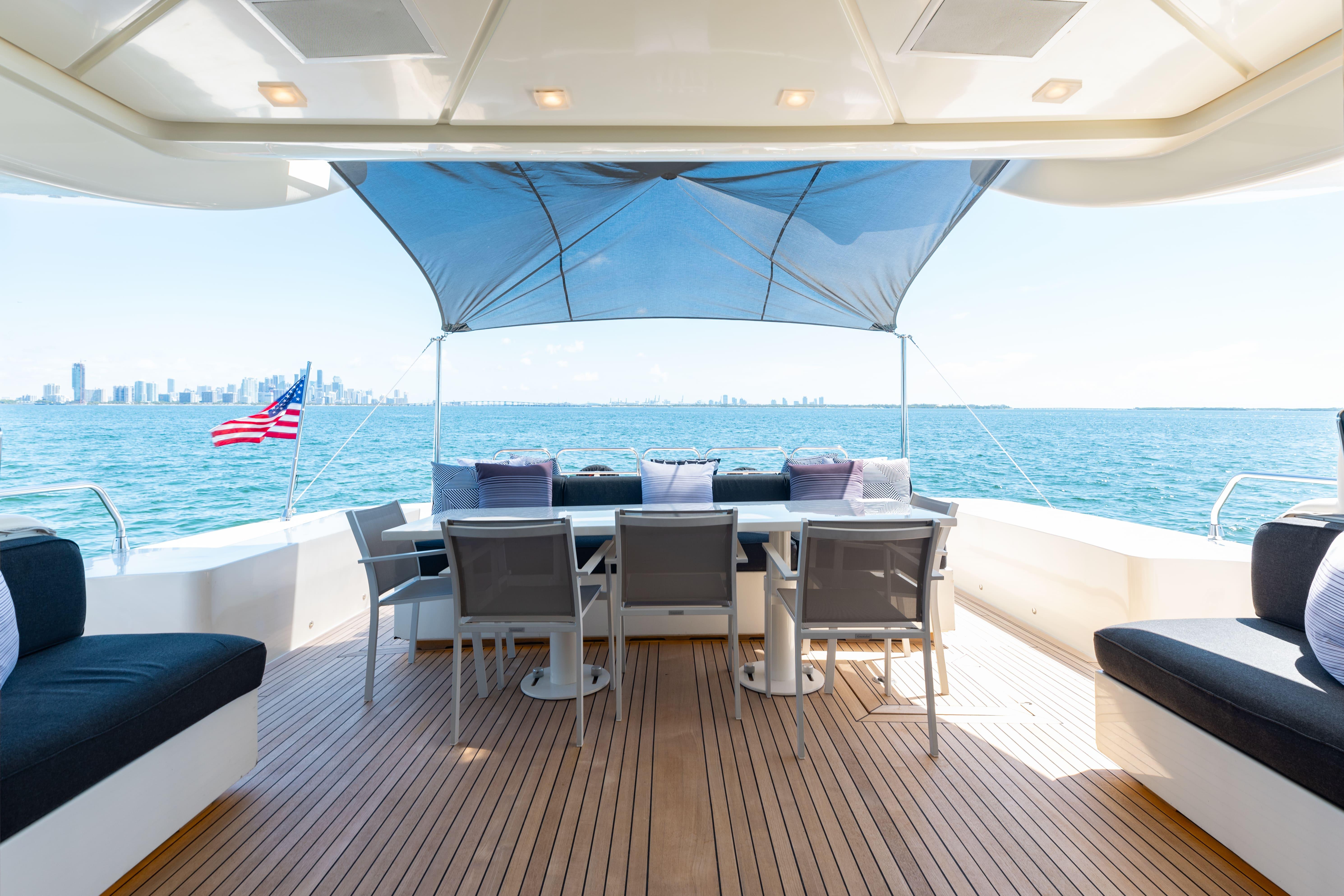 Leopard-Cantiere Navale Arno SpA 2007-VENTURE FL-US-Luxury yacht deck with seating, ocean view, and city skyline; Leopard Cantiere Navale Arno SpA, 2007.-9232651 | Thumbnail