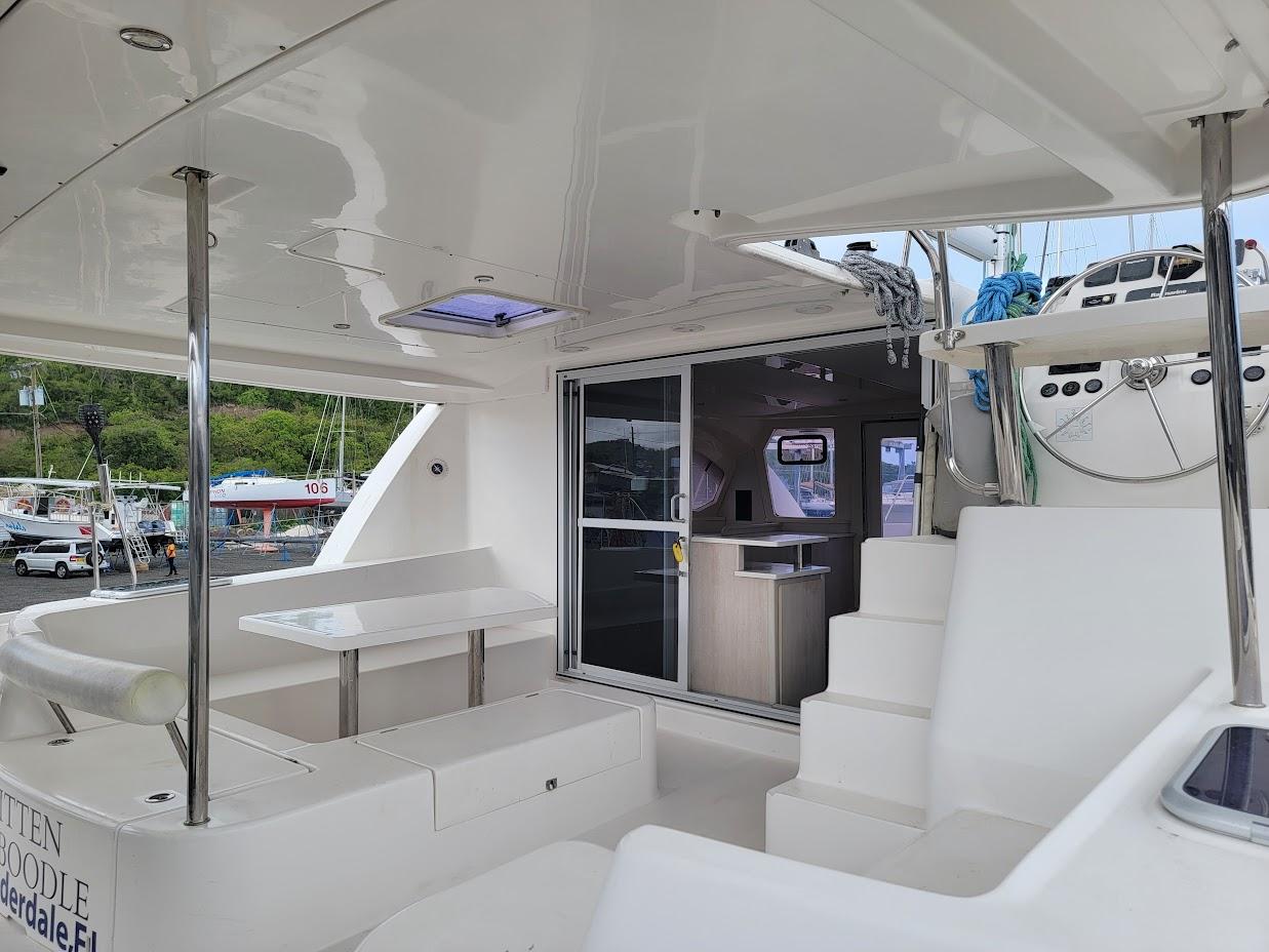 Leopard-44 2015-Kitten Caboodle SC-US-Spacious deck of 2015 Leopard 44 catamaran with seating and modern interior.-9762818 | Thumbnail