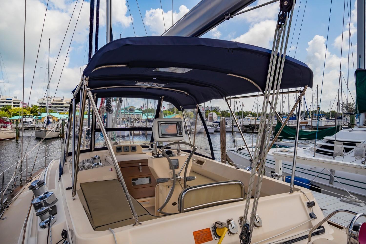 Dodger and bimini with connecting panel, SS frame and SS handrails (2019)