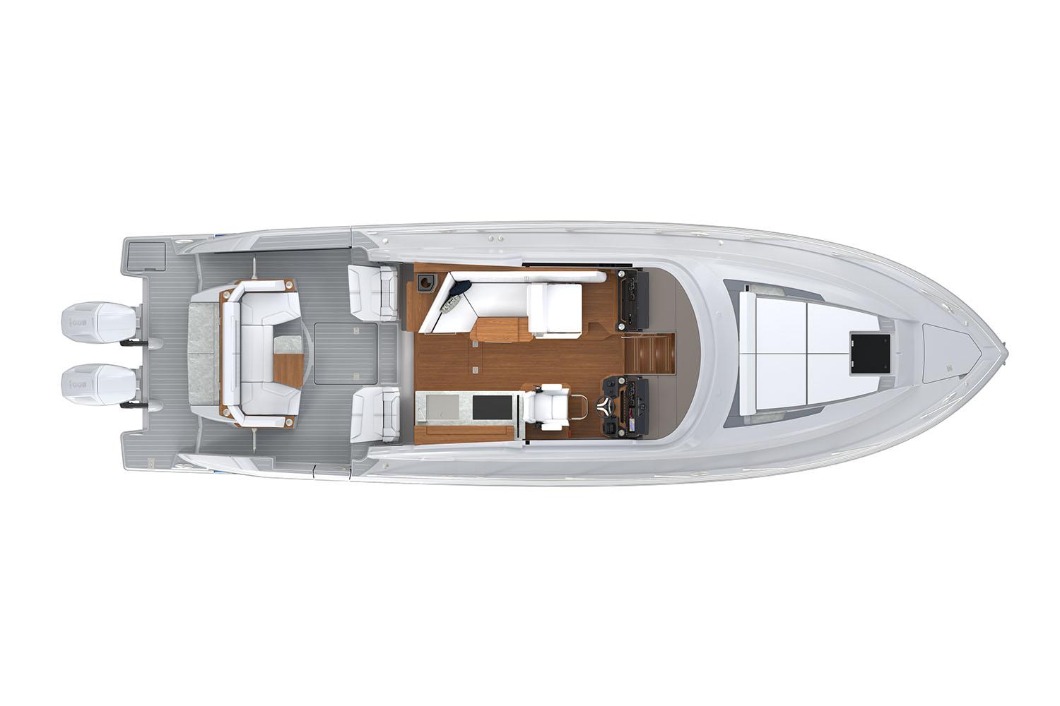 Manufacturer Provided Image: Top view of 2025 Tiara Yachts 43 LE, showcasing sleek design and spacious layout.