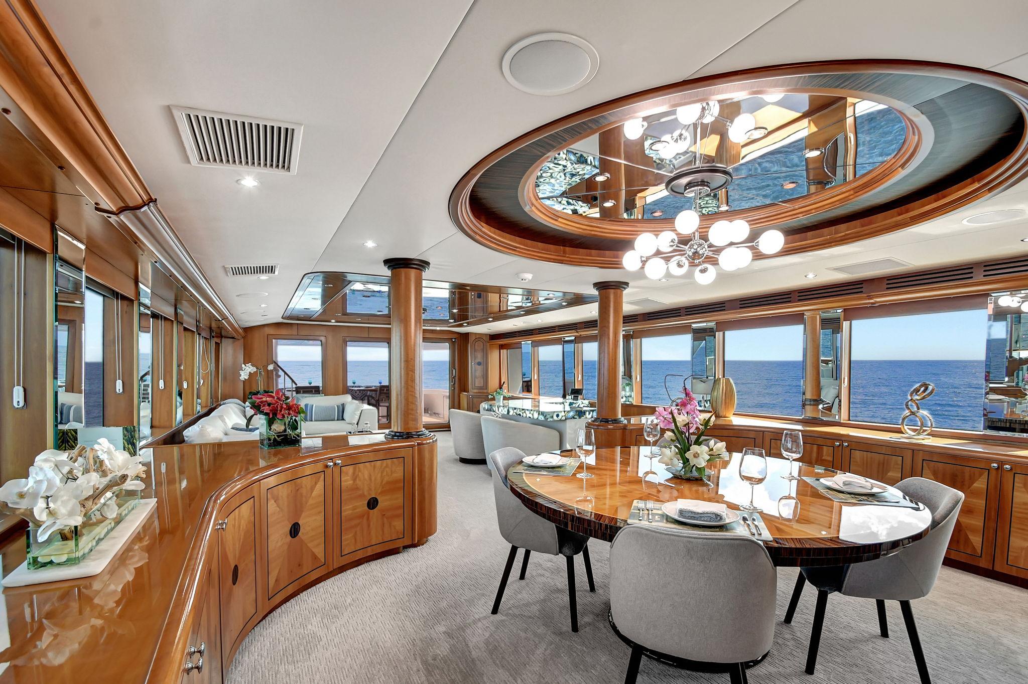 Main Deck Salon & Dining Area -  Danielle 100' Hatteras 2005/2024