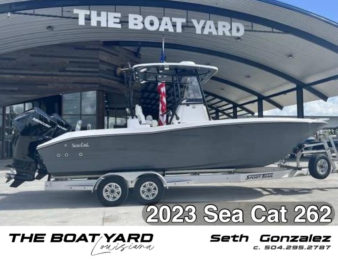 2023 Sea Cat 260 HC boat on trailer at The Boat Yard, Louisiana.