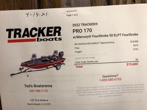 2022 Tracker Boats boat for sale, model of the boat is Pro 170 & Image # 12 of 13