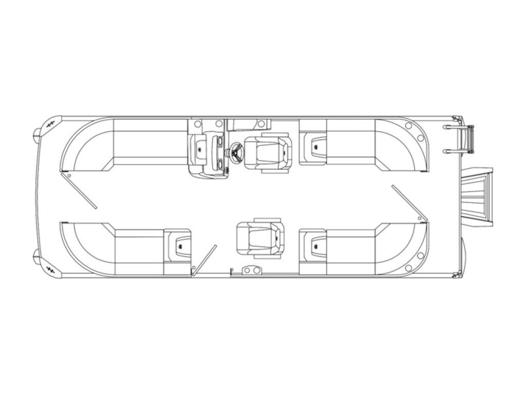Floor plan of 2025 Premier 220 Sunscape RF pontoon boat, showcasing seating and layout.