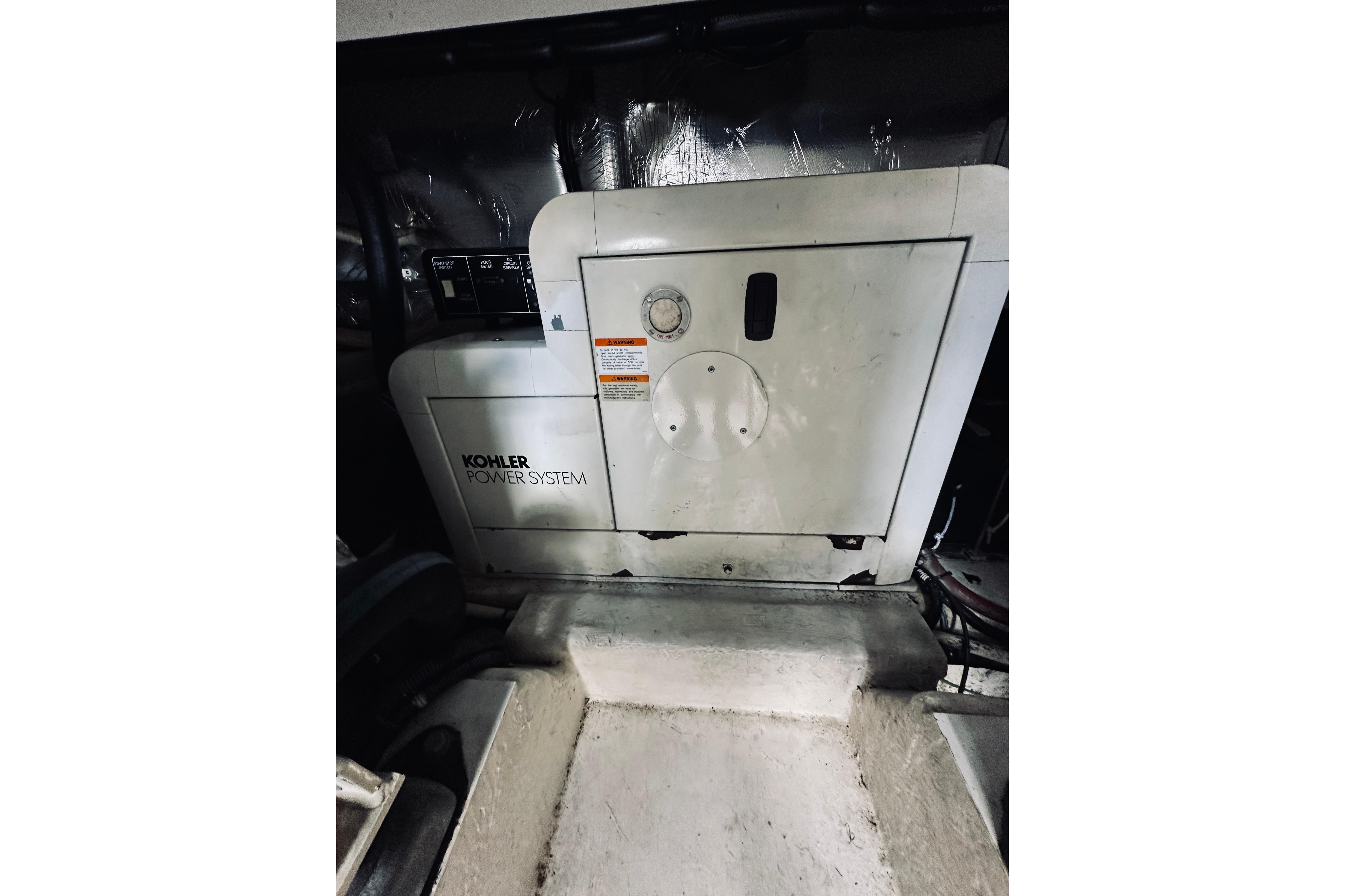 Kohler power system in 2000 Riviera 40 yacht engine room.