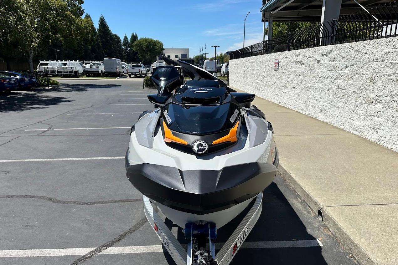 2023 Sea-Doo Fish Pro Trophy jet ski parked in a lot, front view.