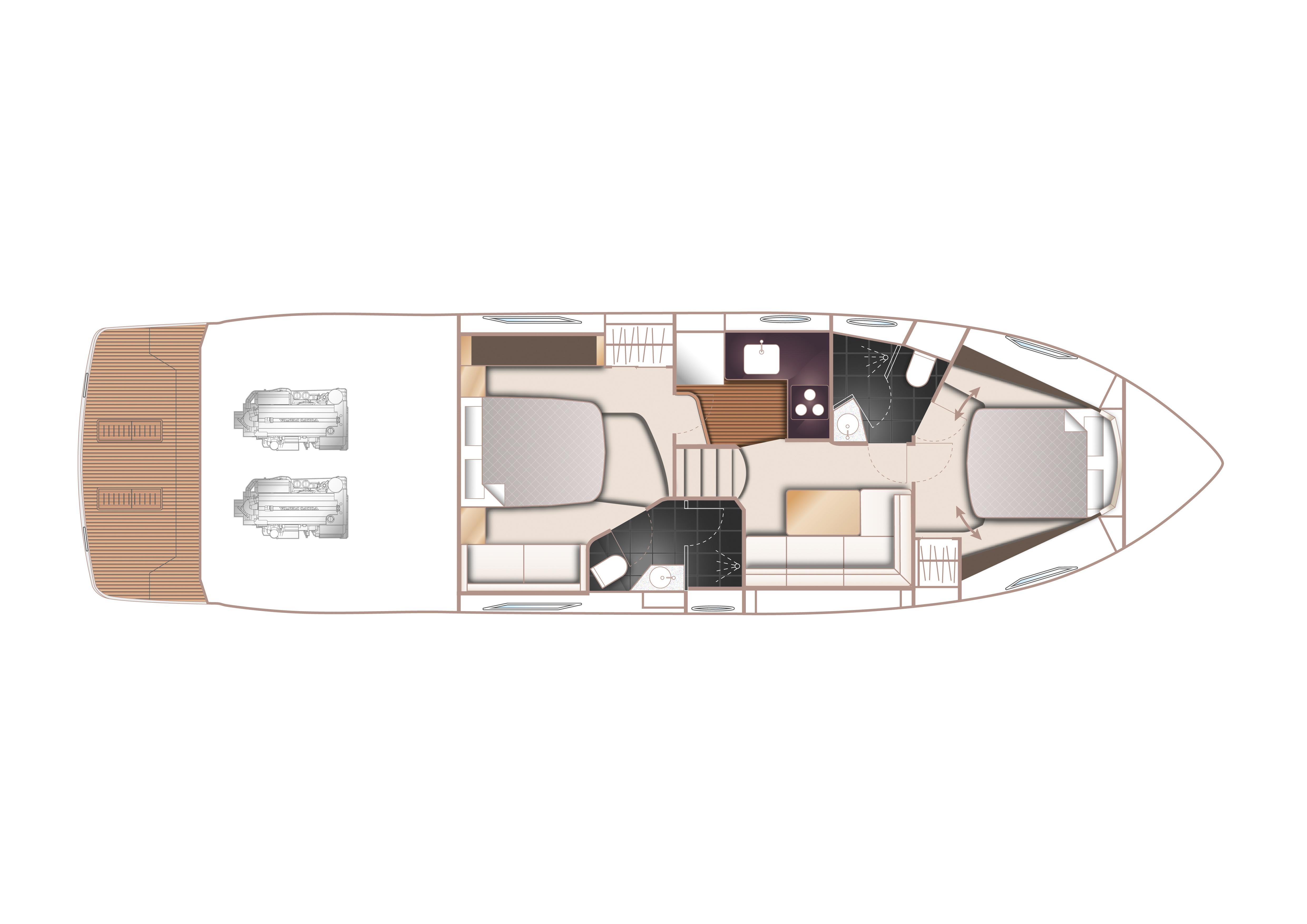 Manufacturer Provided Image: Princess V48 Lower Deck Layout Plan