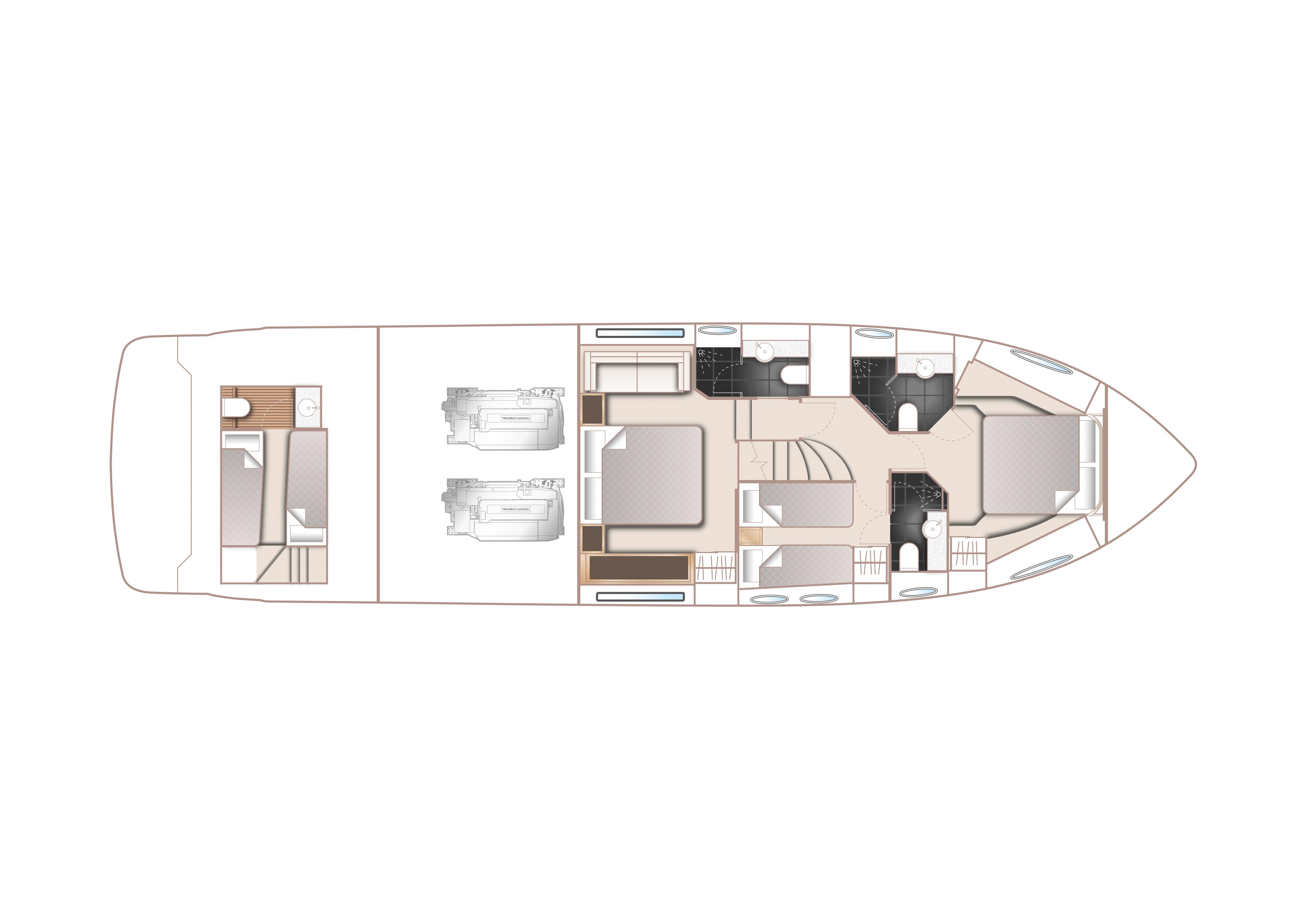 Manufacturer Provided Image: Princess 60 Lower Deck Layout Plan
