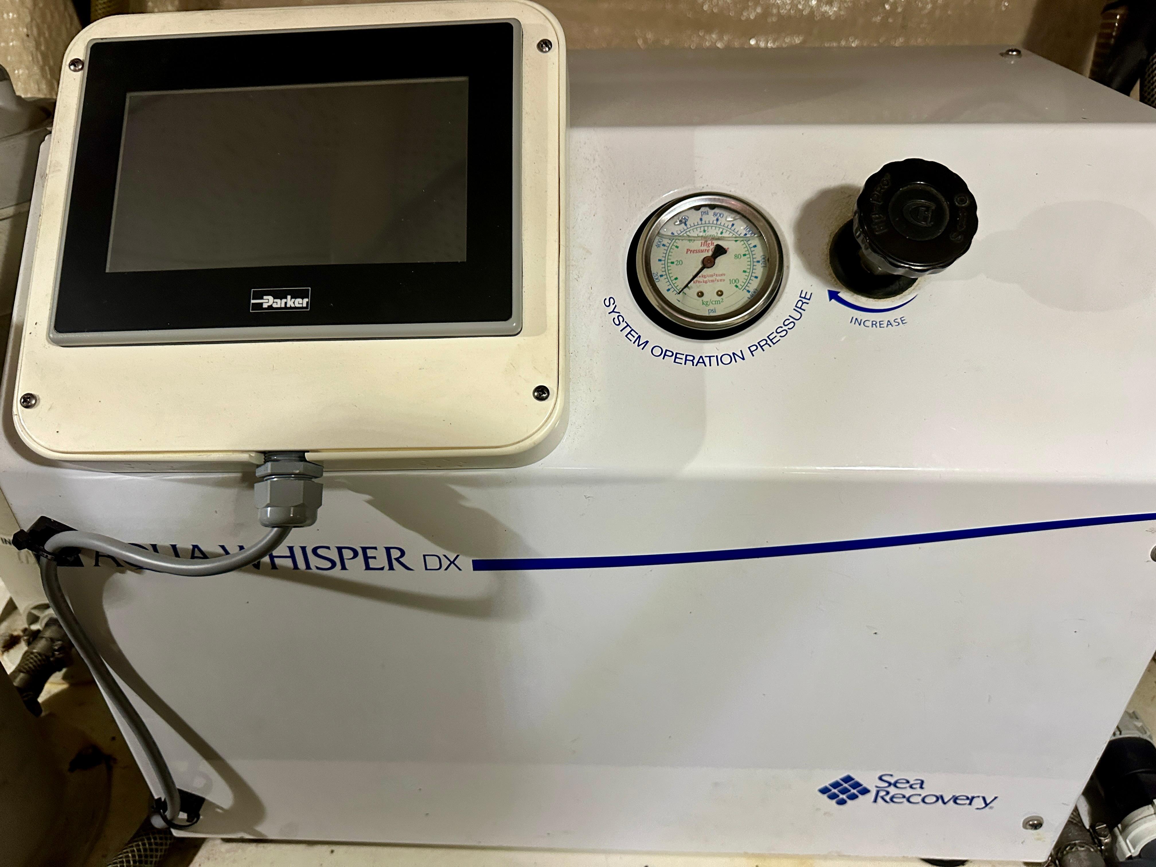 Sea Recovery watermaker control panel on 1989 Grand Banks 42 Classic yacht.