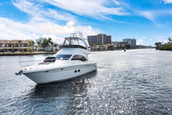 Sea Ray 52 Seas The Day - Starboard Profile on water