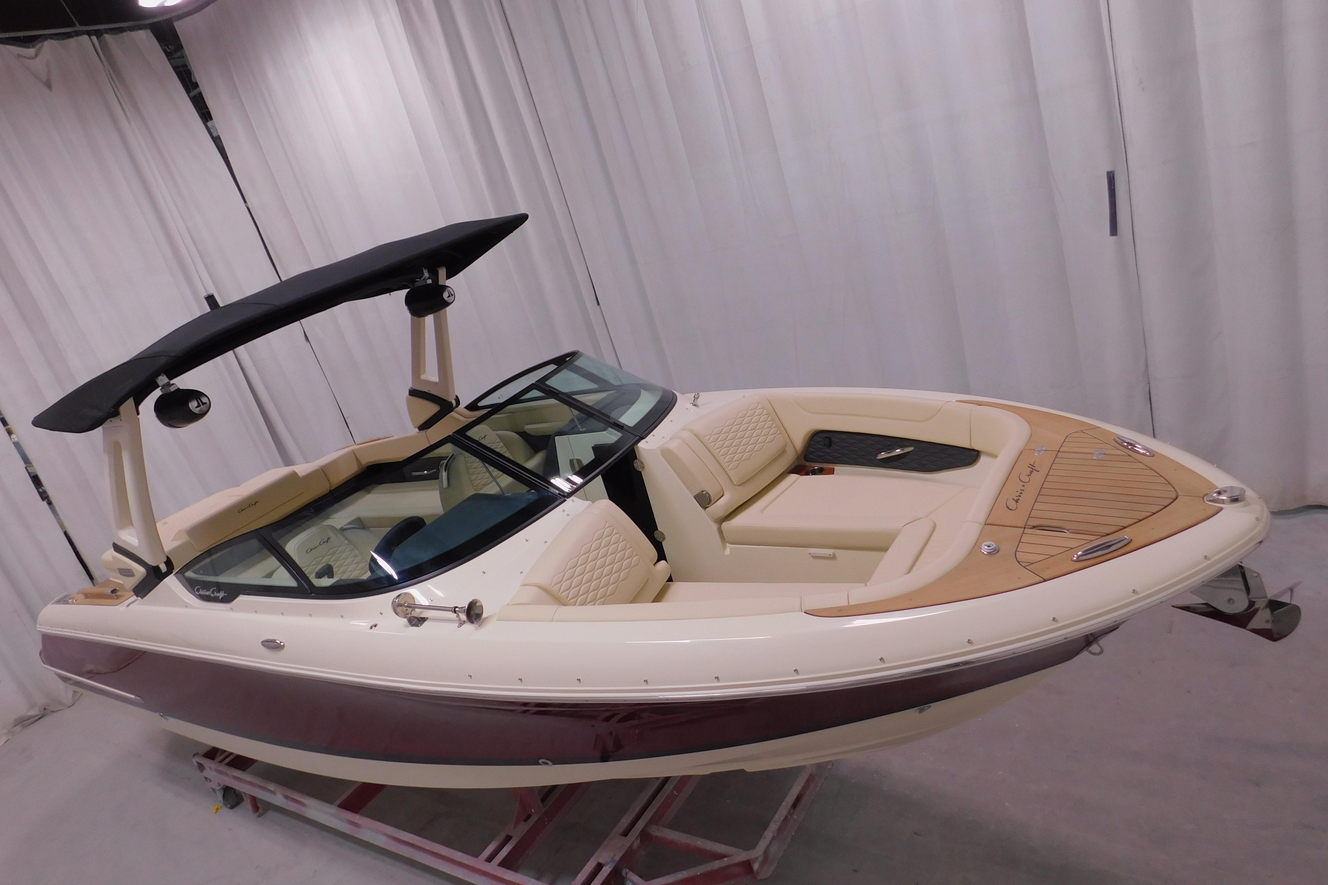 2026 Chris-Craft Sportster 28 boat with sleek design and luxurious interior.