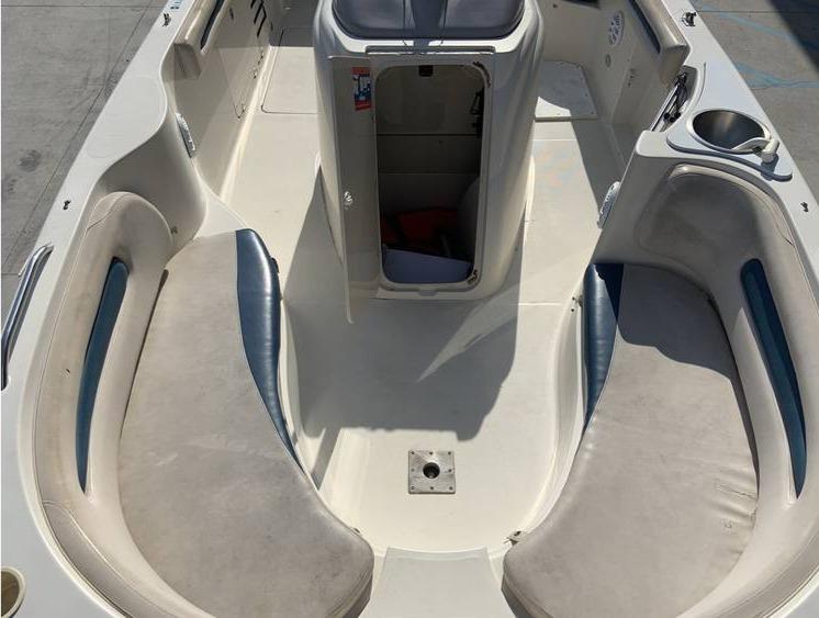 1997 Regal 200 DESTINY boat interior with seating and storage compartments.