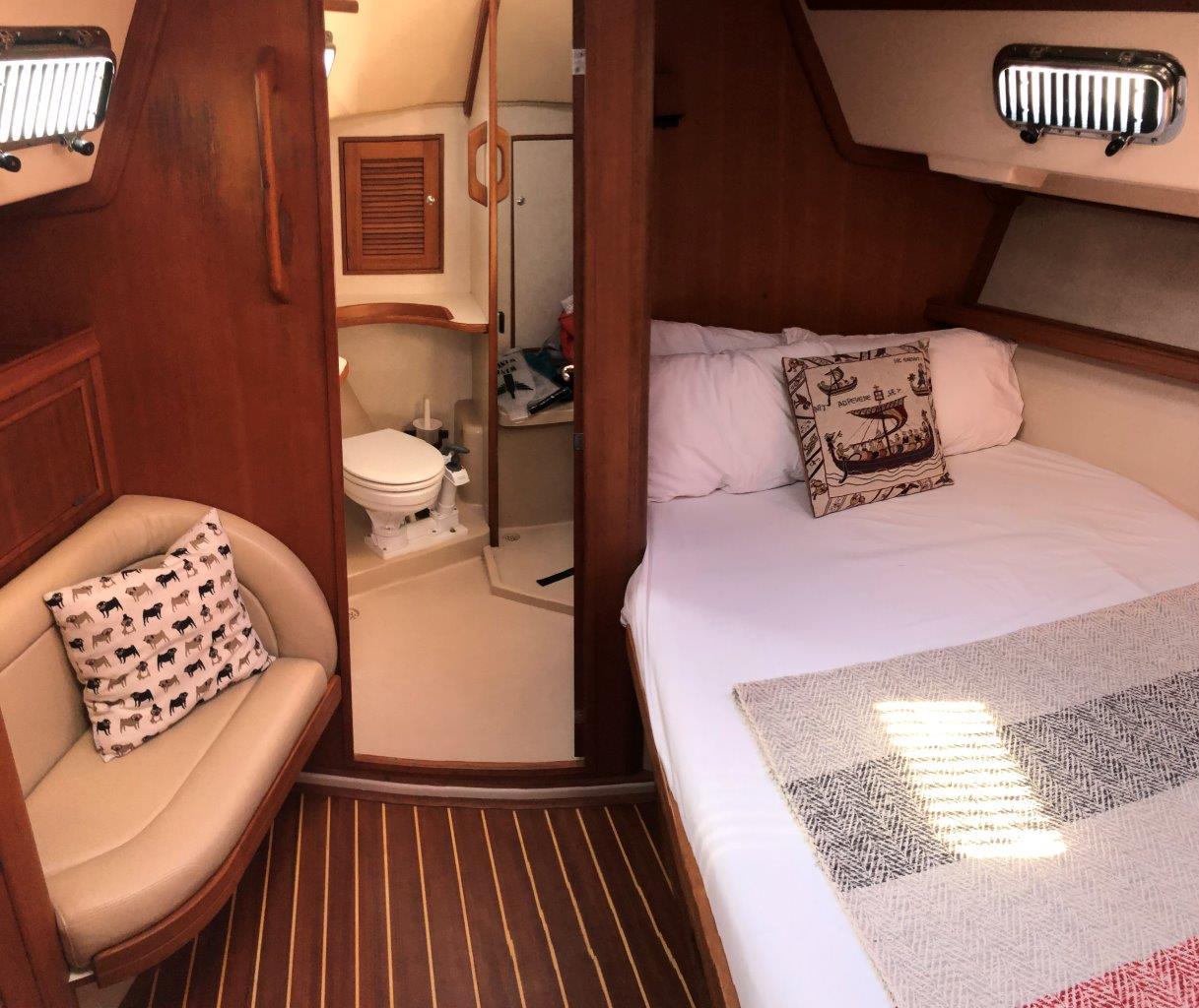 Forward cabin berth and seat