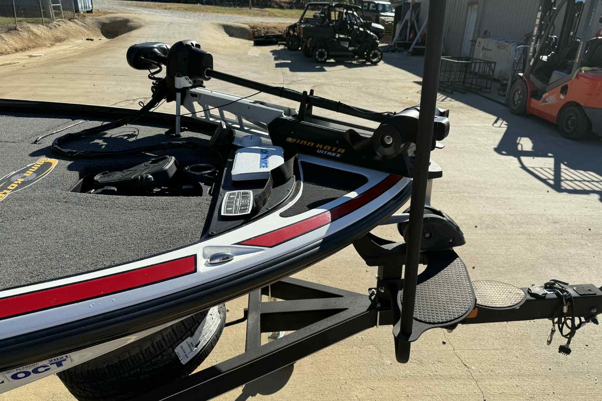 2017 Nitro Z20 Pro boat with Minn Kota Ultrex trolling motor on trailer.