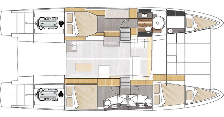 Manufacturer Provided Image: Fountaine Pajot Cumberland 47 LC Lower Deck Layout Plan