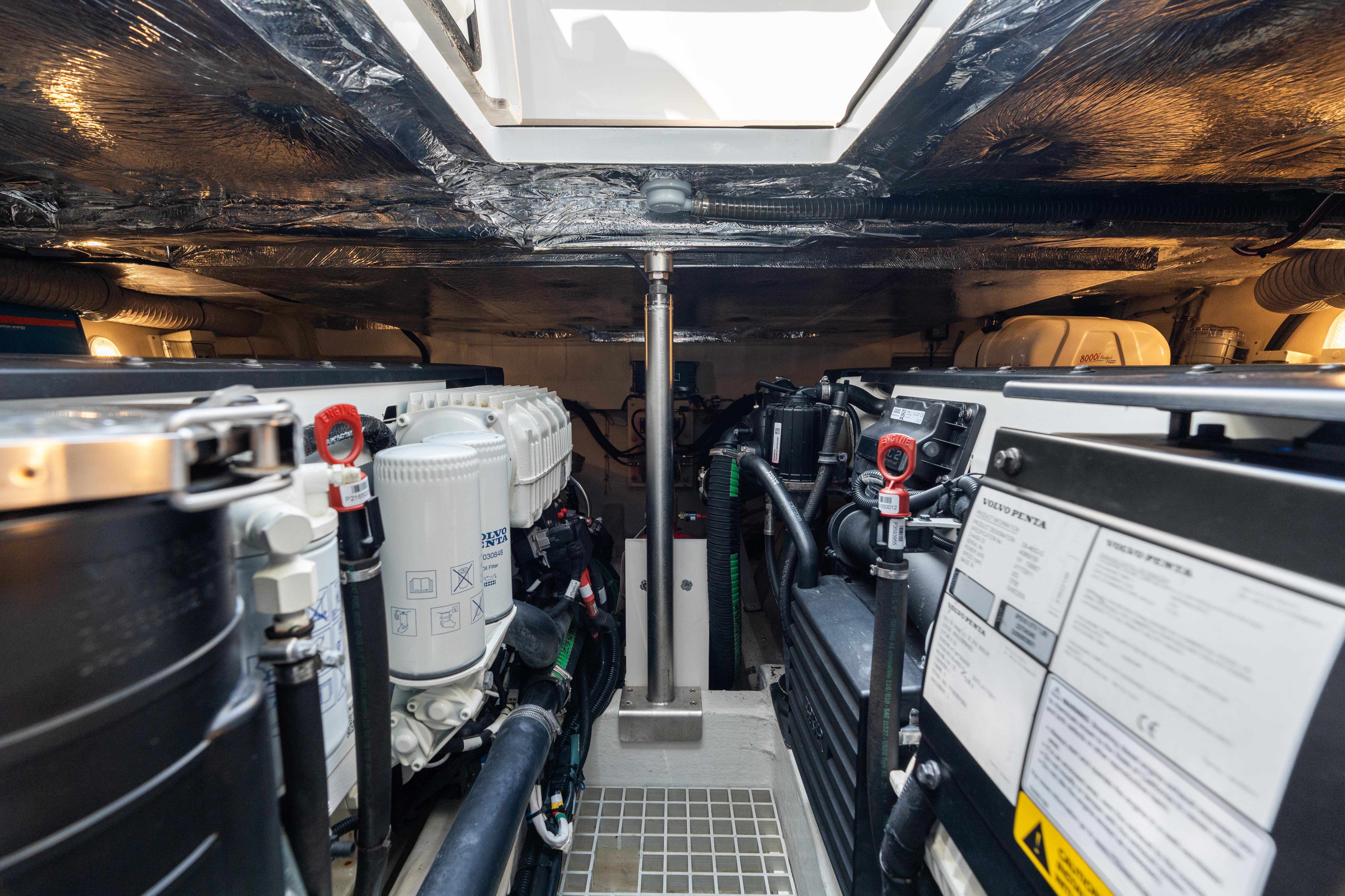 Fjord-44 Open 2022-HINJUICE FL-US-Engine room of 2022 Fjord 44 Open yacht, showcasing mechanical components and systems.-9860902 | Thumbnail