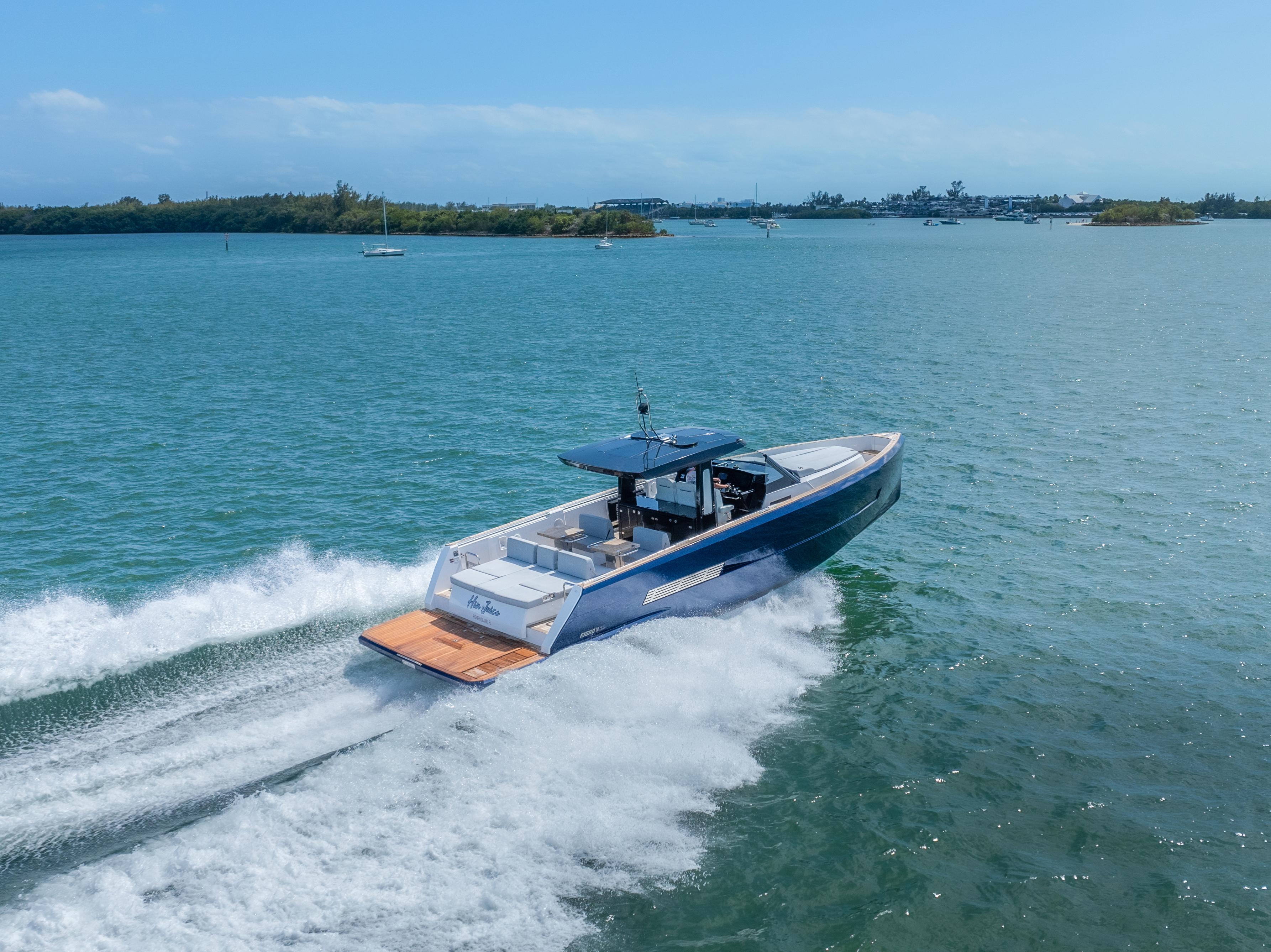 Fjord-44 Open 2022-HINJUICE FL-US-2022 Fjord 44 Open yacht cruising on a sunny day in open waters.-9860902 | Thumbnail