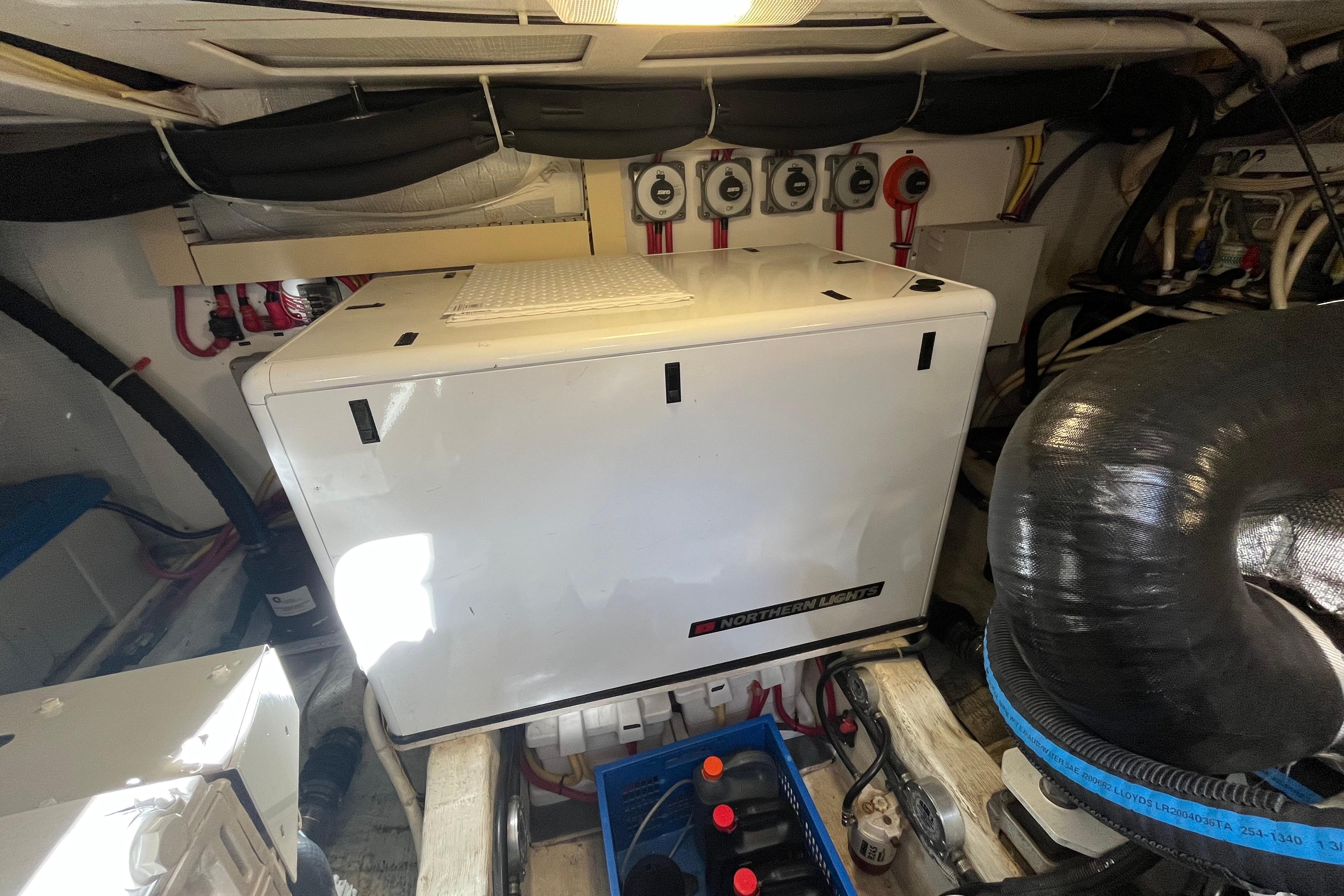 Engine room of 2004 Sabre 42 Hardtop Express with Northern Lights generator.