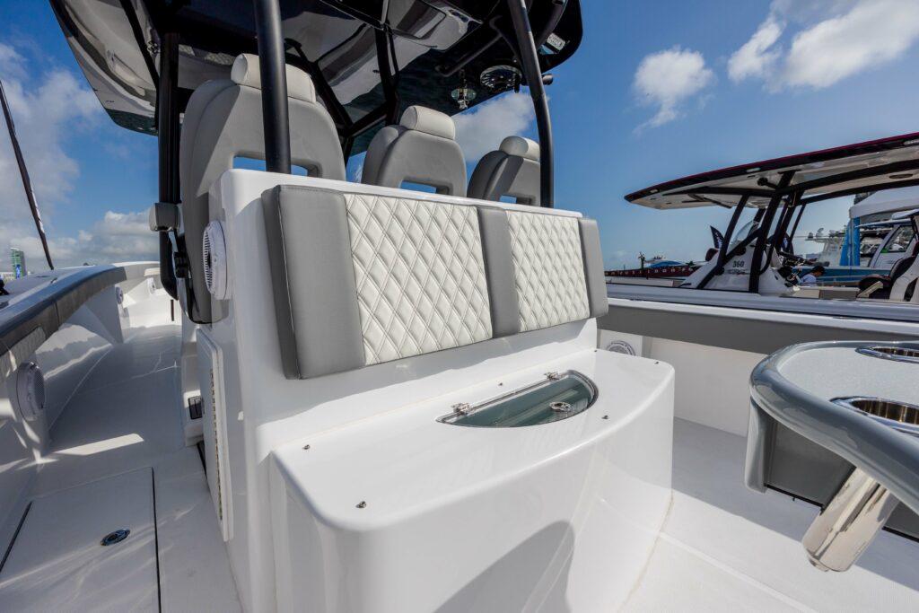 Front Runner-39 CC Custom 2026 -FL-US-2024 Front Runner 39 CC Custom boat interior with cushioned seating and modern design.-9053590 | Thumbnail