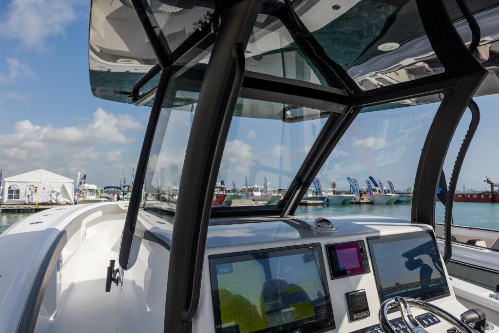 Front Runner-39 CC Custom 2026 -FL-US-2024 Front Runner 39 CC Custom boat dashboard and controls at marina.-9053590 | Thumbnail
