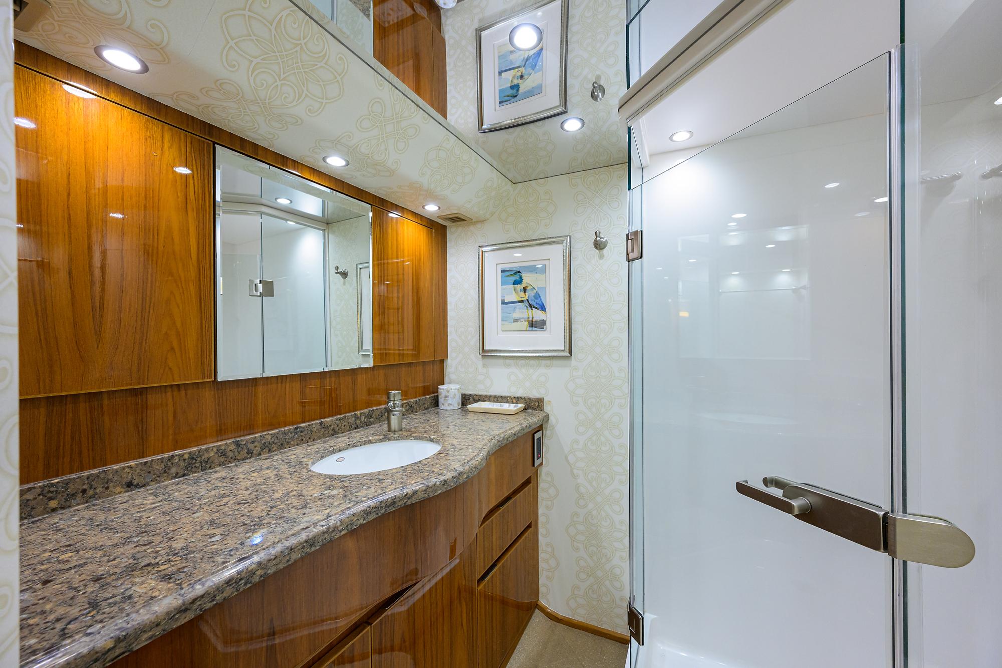 Just Chillin Yacht Photos Pics Viking 76 JUST CHILLIN - Master Head Sink & Shower