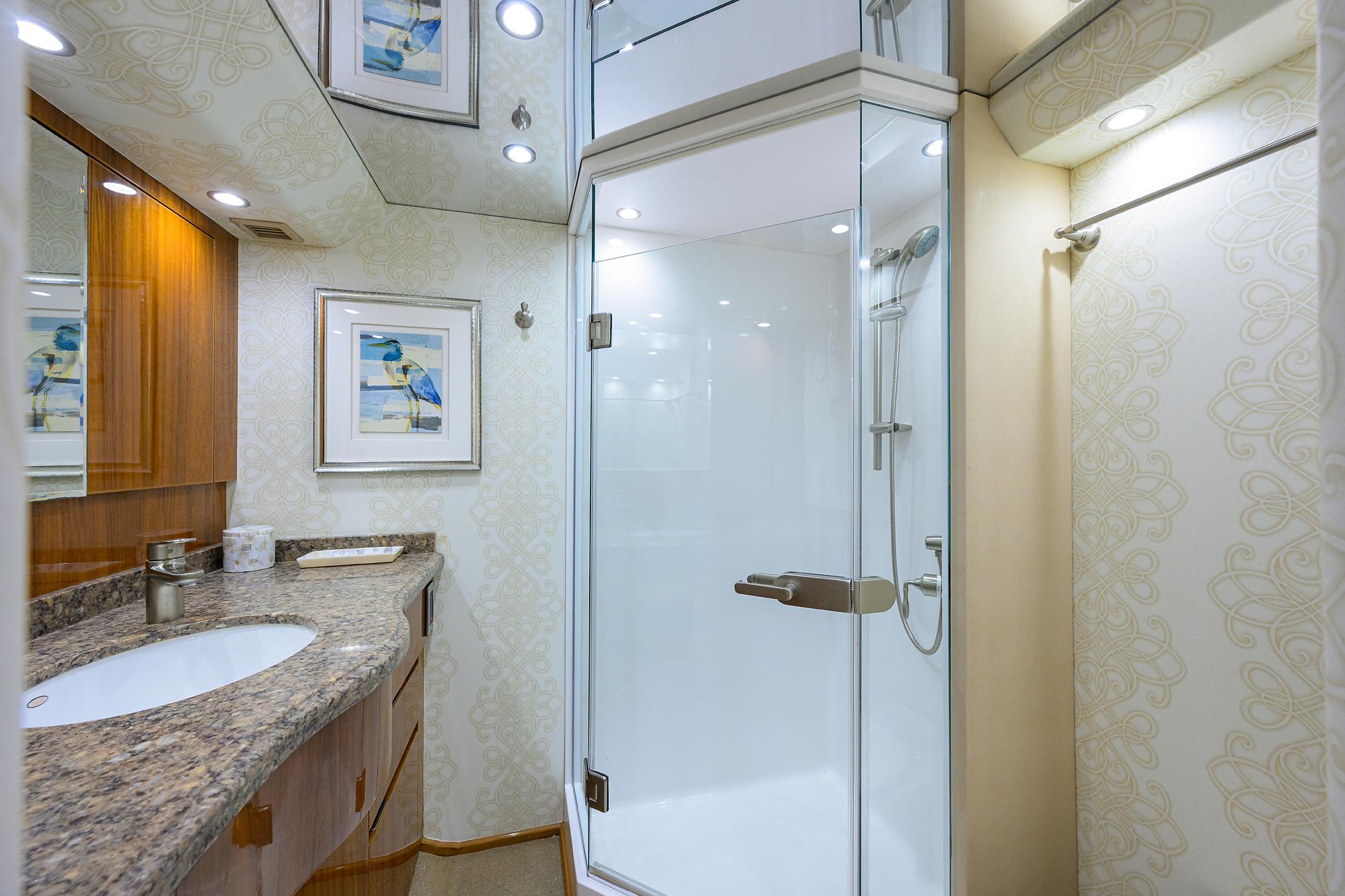 Just Chillin Yacht Photos Pics Viking 76 JUST CHILLIN - Master Head Sink & Shower