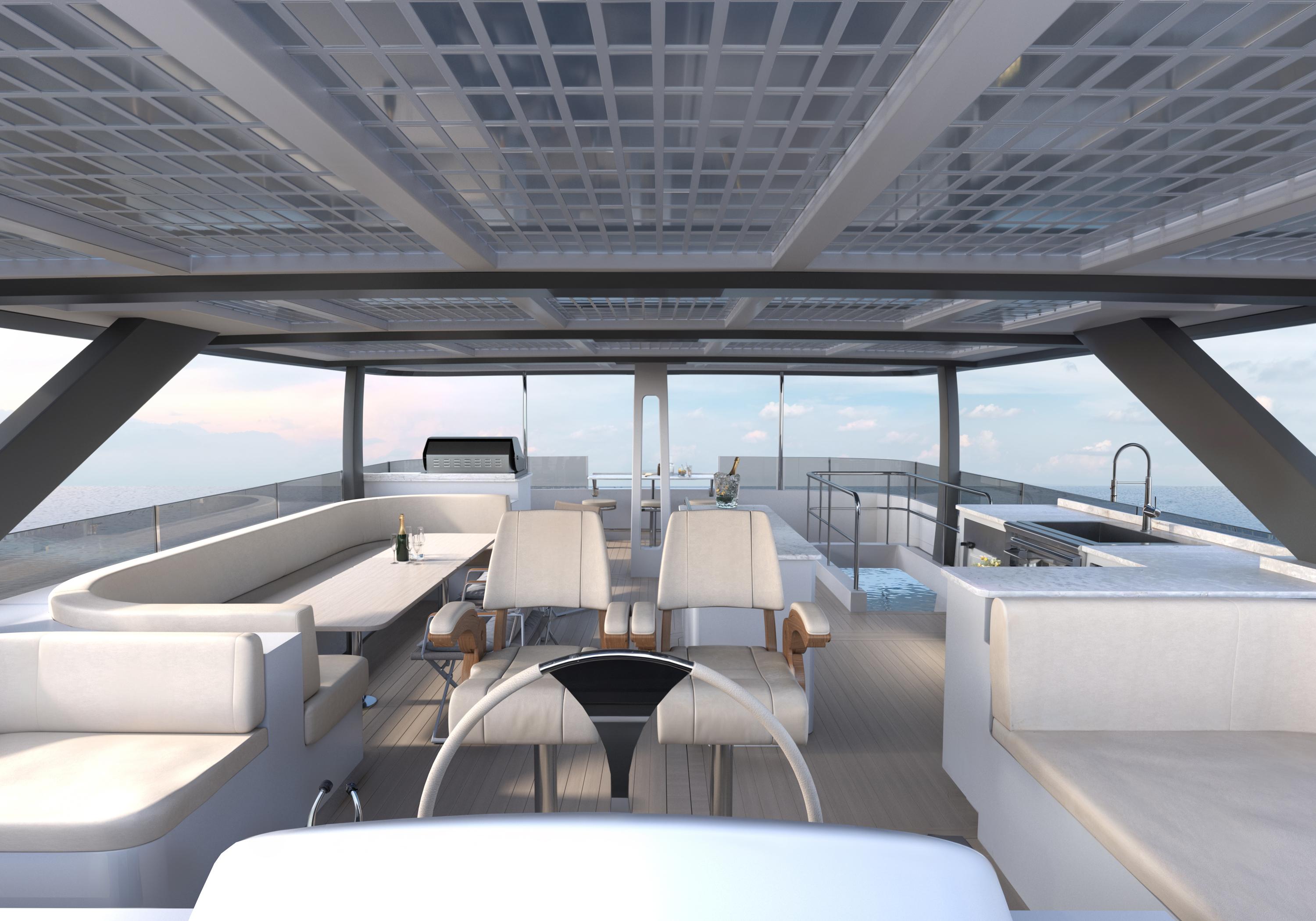 Catamaran-HS 65 2025-HS 65 FL-US-Luxurious 2025 Catamaran HS 65 interior with modern seating and panoramic ocean views.-9723610 | Thumbnail