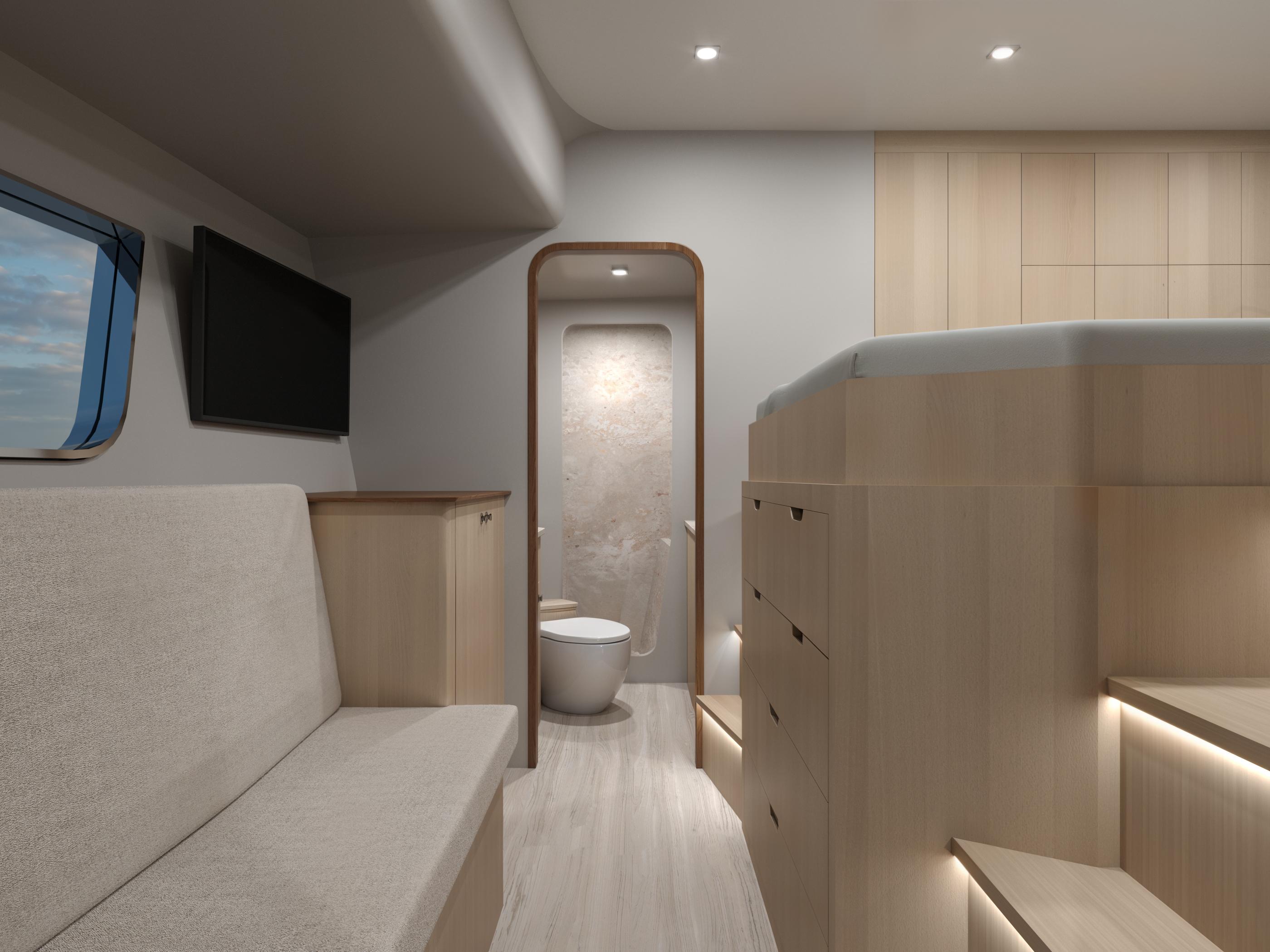 Catamaran-HS 65 2025-HS 65 FL-US-Luxurious interior of 2025 Catamaran HS 65 with modern design and cozy seating.-9723610 | Thumbnail