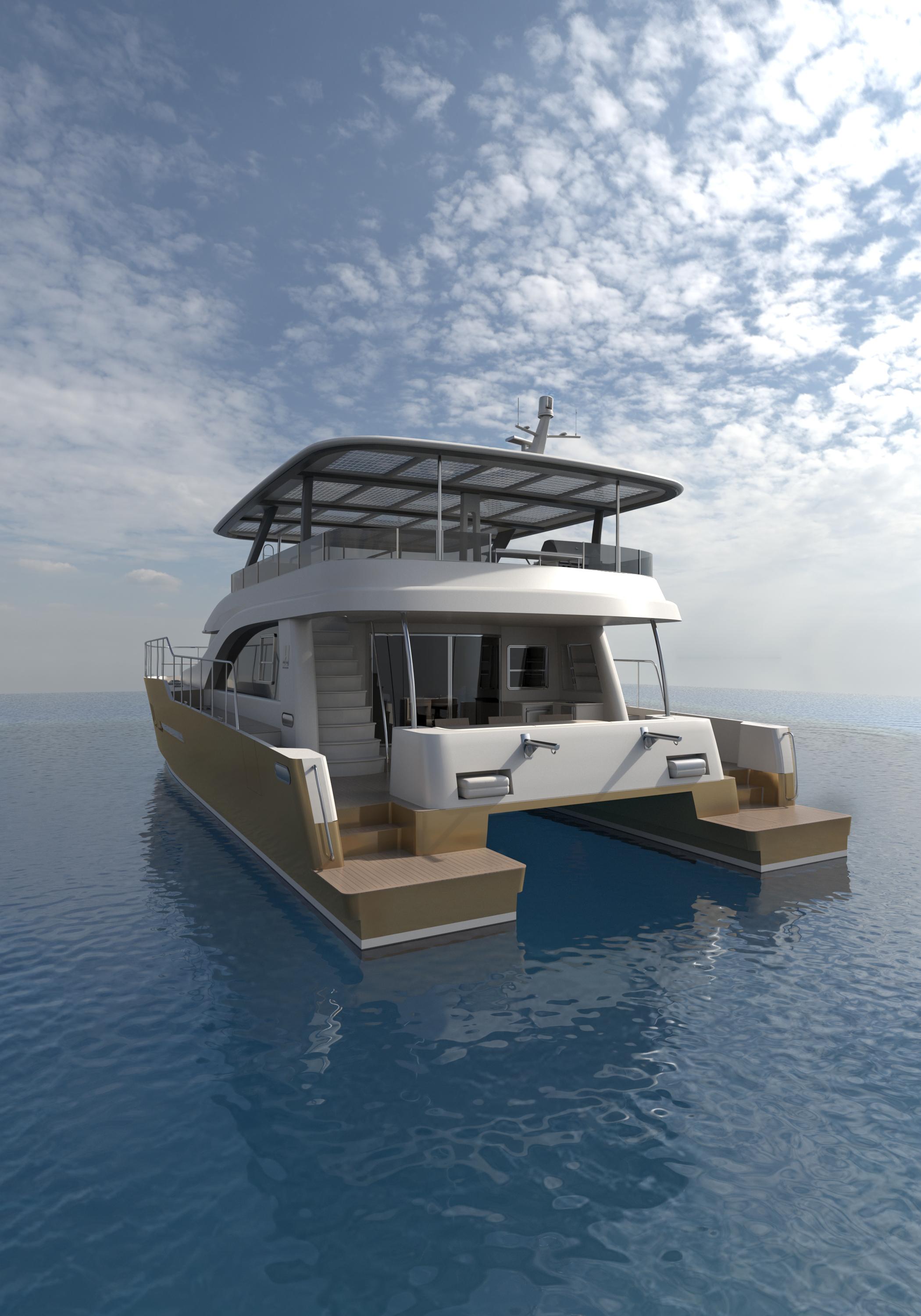 Catamaran-HS 65 2025-HS 65 FL-US-2025 Catamaran HS 65 sailing on calm ocean under a partly cloudy sky.-9723610 | Thumbnail