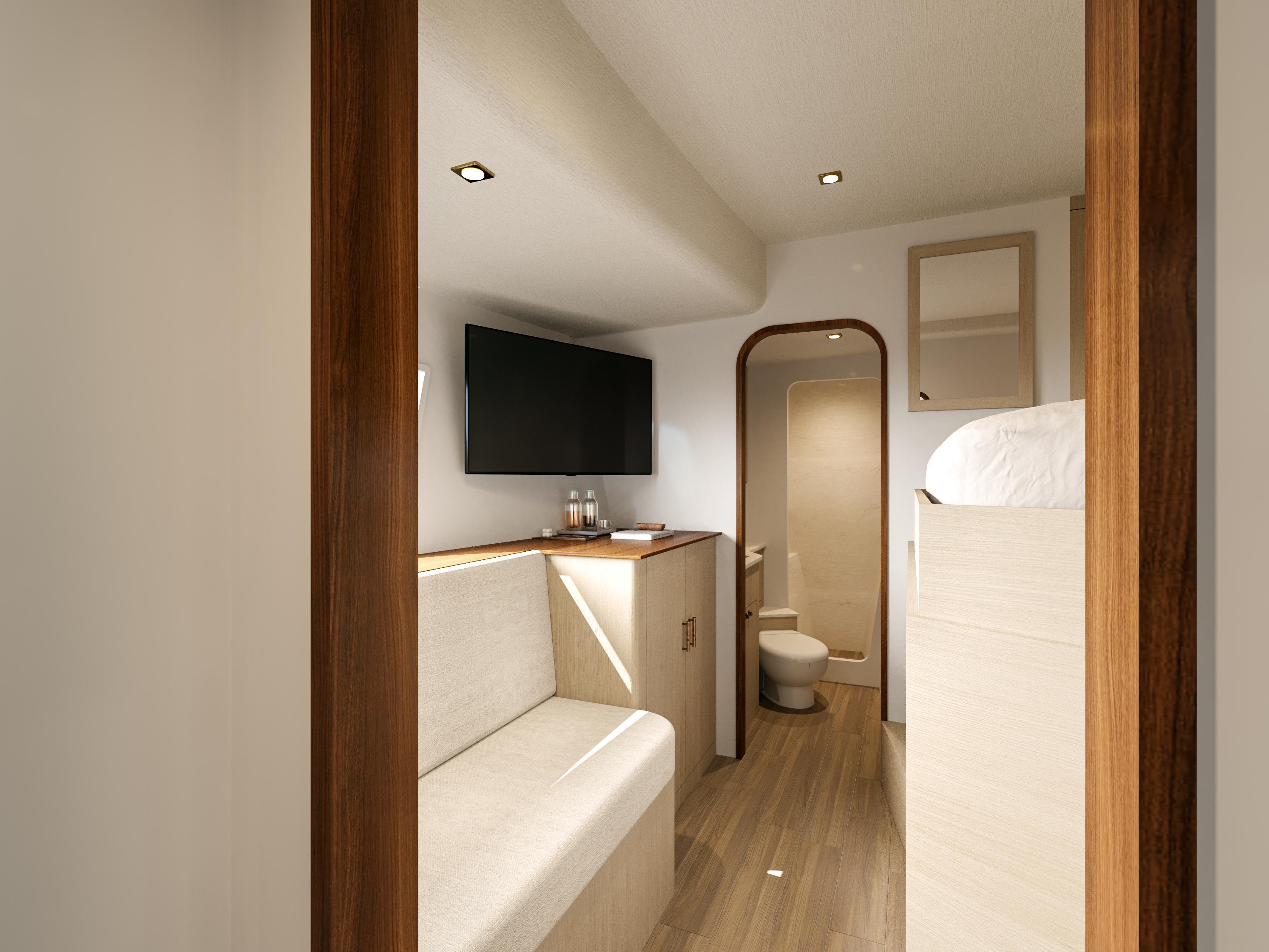 Catamaran-HS 65 2025-HS 65 FL-US-Luxurious interior of 2025 Catamaran HS 65, featuring modern design and cozy amenities.-9723610 | Thumbnail