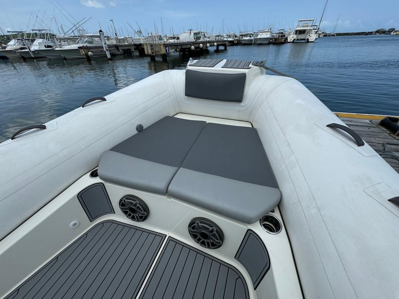 Brig-Eagle 10 2022 -FL-US-2022 Brig Eagle 10 inflatable boat at marina with cushioned seating.-9423654 | Thumbnail