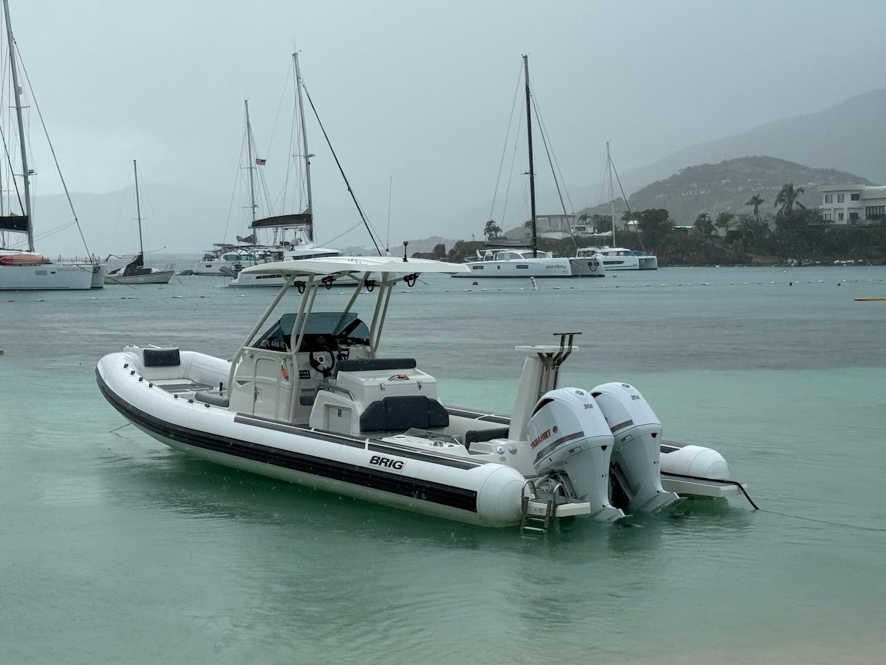 Brig-Eagle 10 2022 -FL-US-2022 Brig Eagle 10 boat with twin engines docked in a scenic harbor.-9423654 | Thumbnail