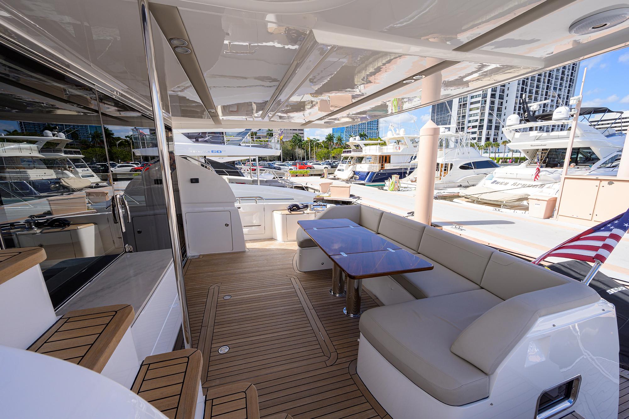 Princess F70 Cosa Bella-Cockpit, Aft Deck Seating and Table