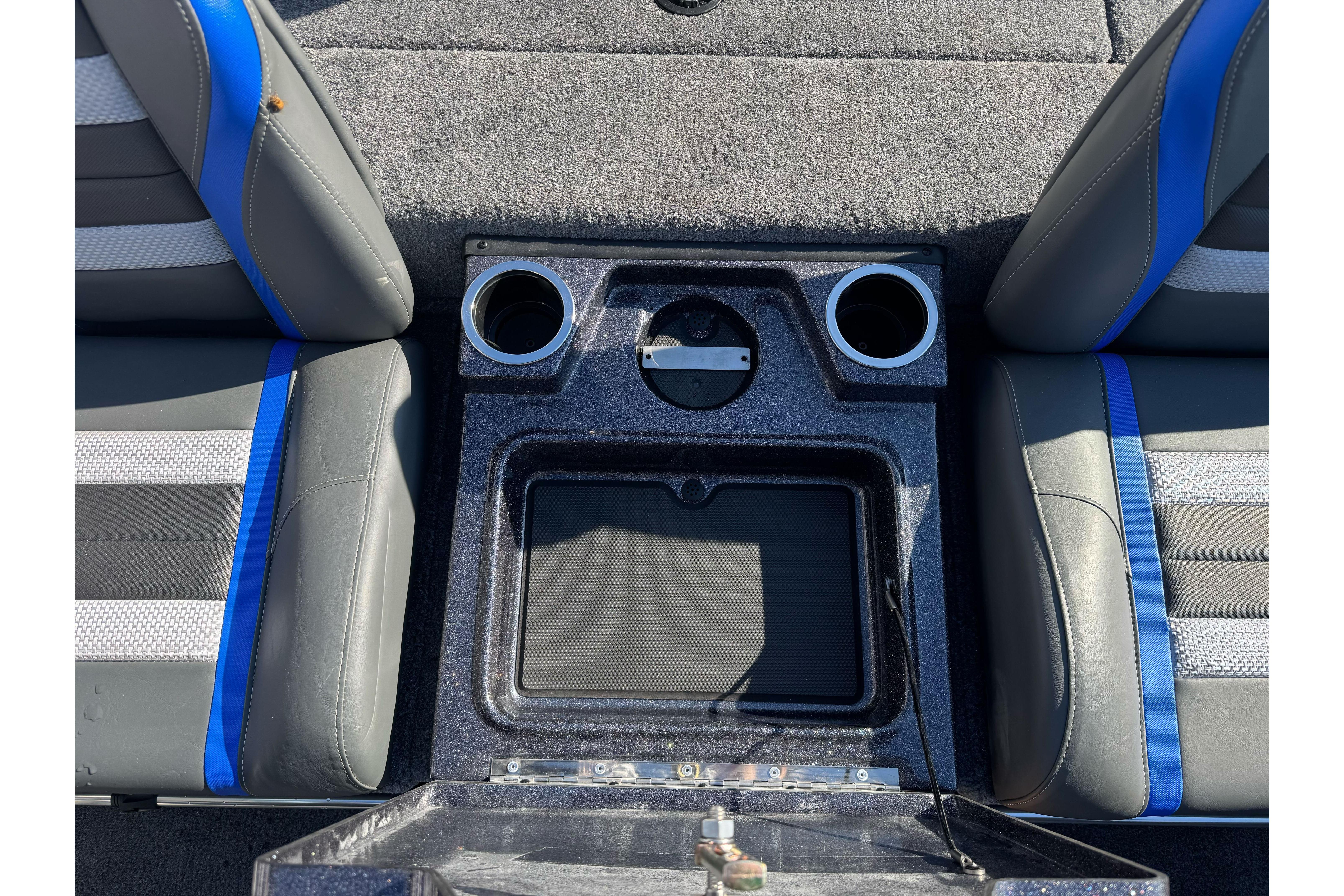 2026 Ranger RT188P boat interior with cup holders and seating.