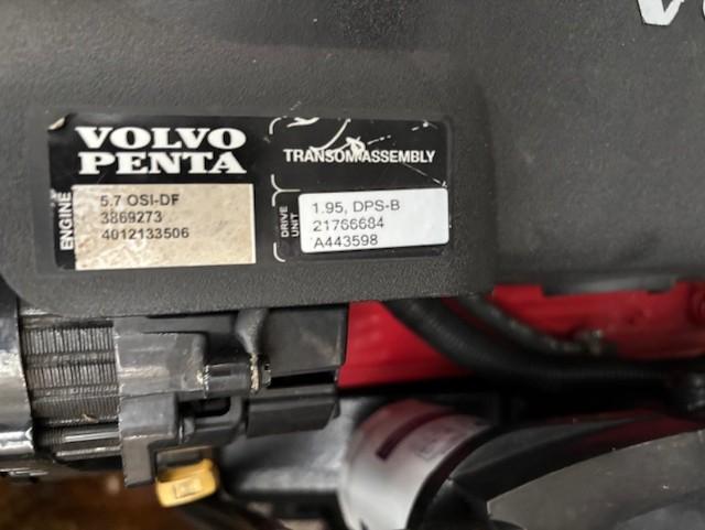 Volvo Penta engine label on 2005 Rinker Fiesta Vee 342 boat, showing specifications.