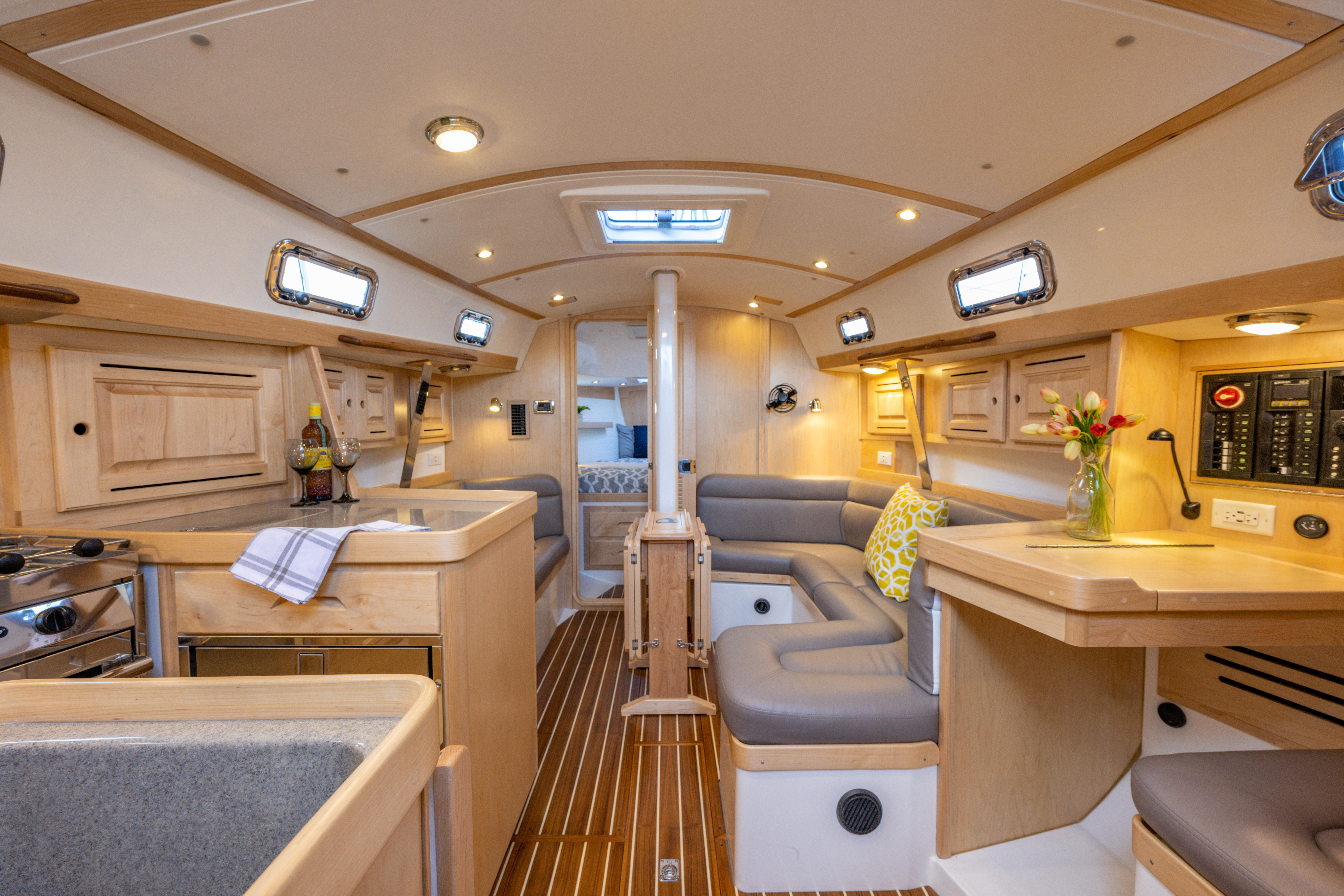 Tartan-365 2023-SEA #5 IN STOCK WA-US-Luxurious interior of 2023 Tartan 365 yacht with modern amenities and elegant wood finishes.-9568831 | Thumbnail
