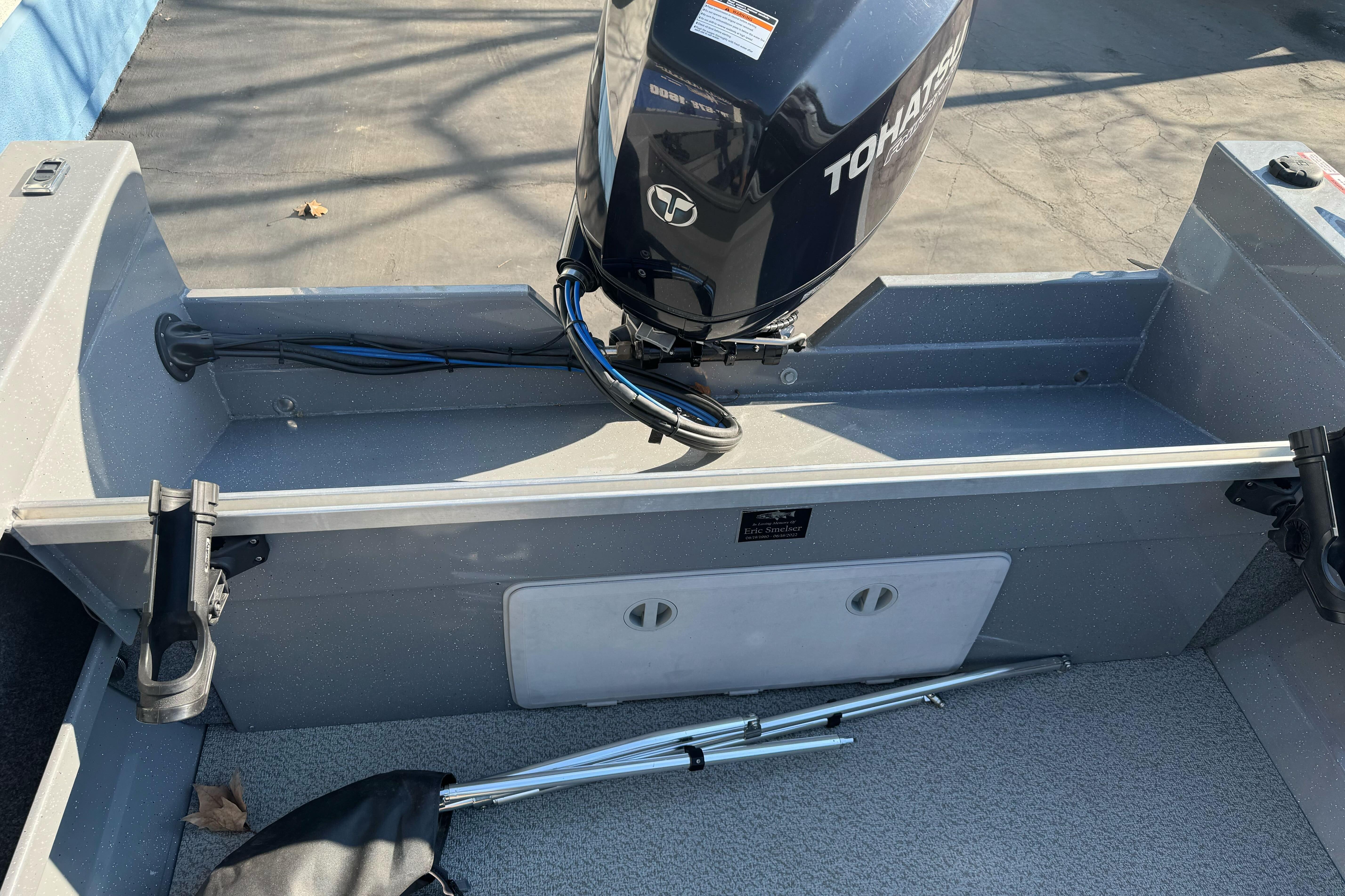 2017 RH Boats 18 SH with Tohatsu outboard motor, interior view.