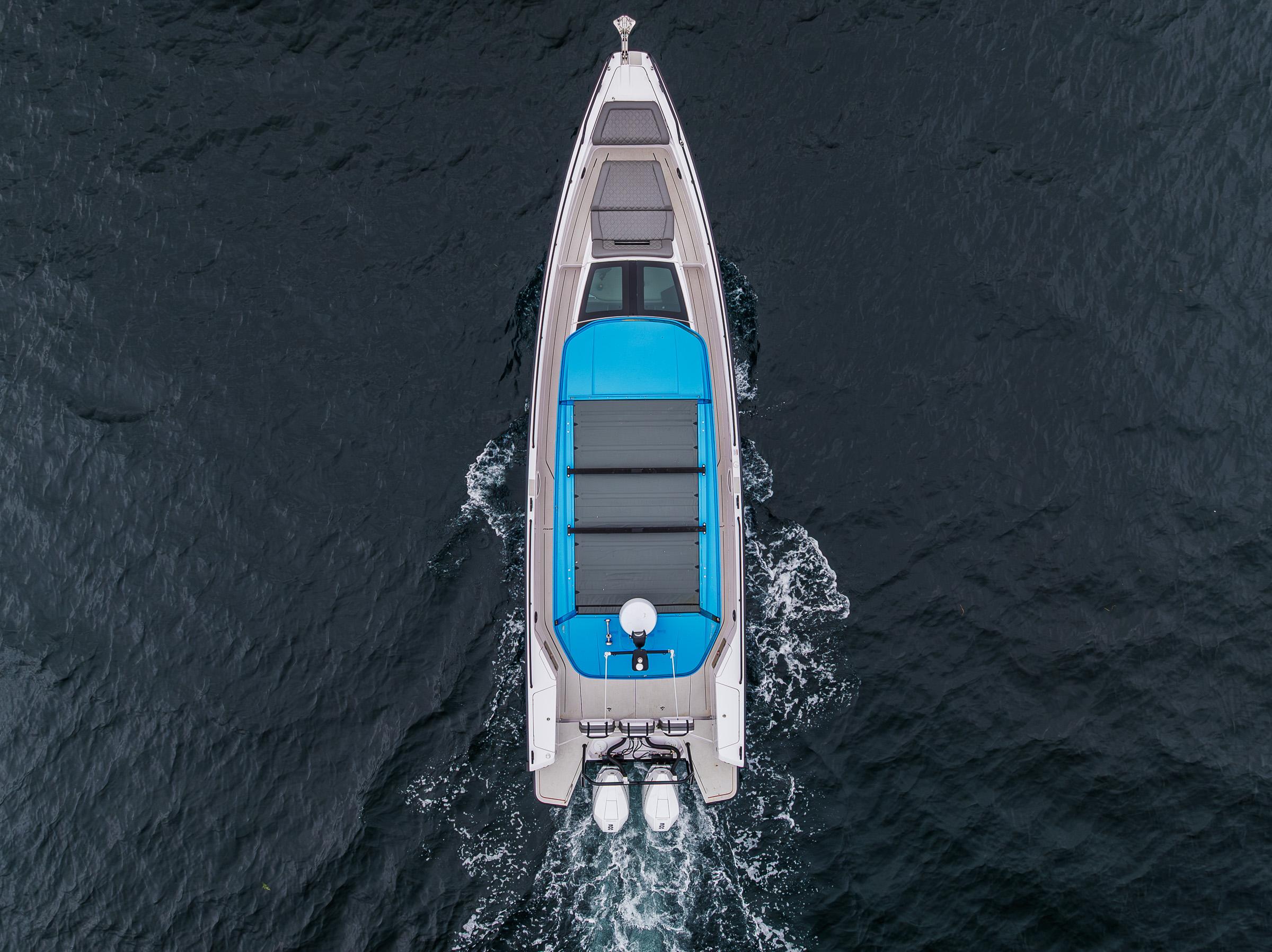 Axopar-37xc  Wetbar 2021-AQVAVIT WA-US-Aerial view of 2021 Axopar 37xc Wetbar cruising on open water.-9703795 | Thumbnail